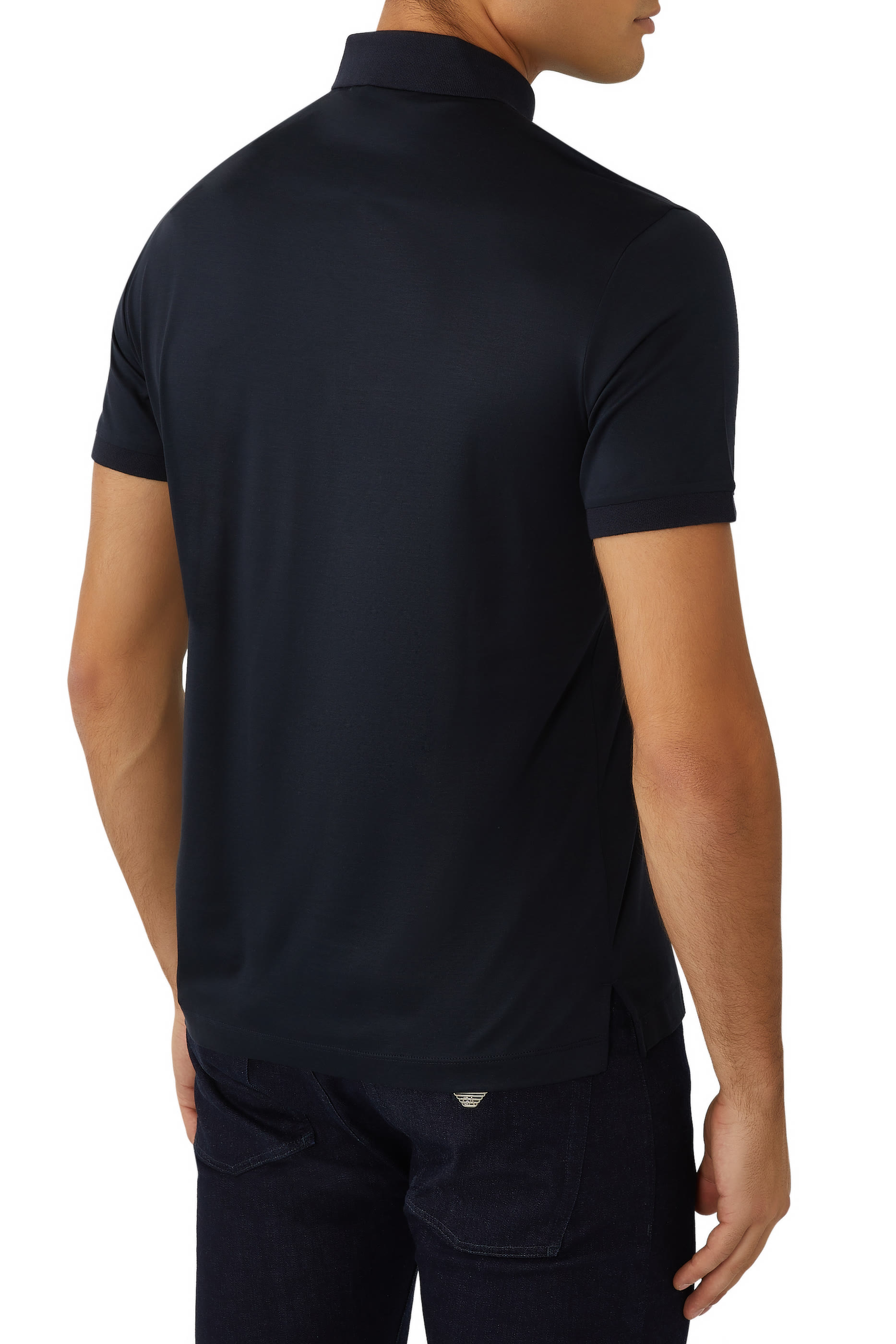 Embossed EA Logo Embroidery Lyocell-Blend Jersey Polo Shirt