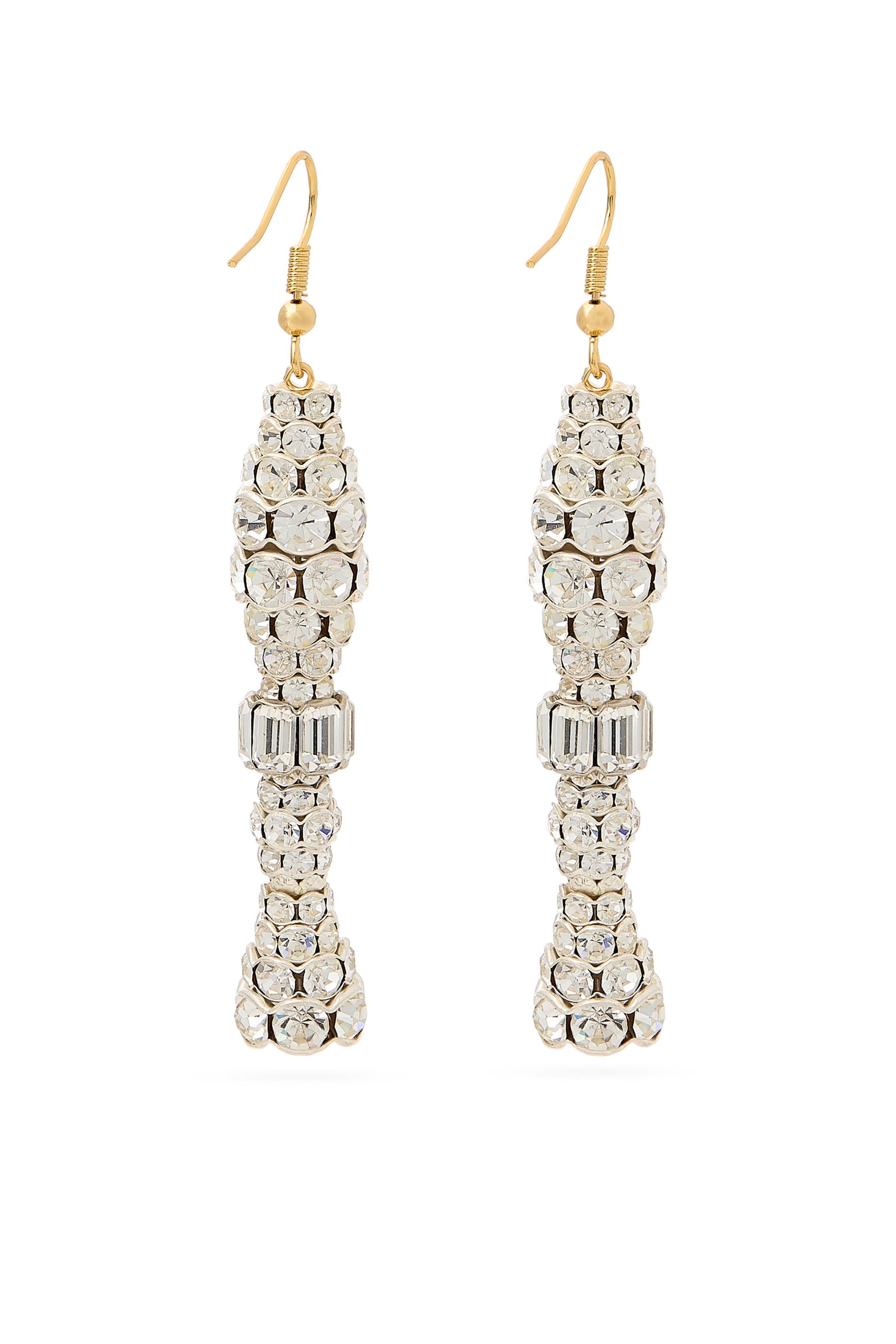 Dangle Earrings with Strass, 24K Yellow Gold & Strass