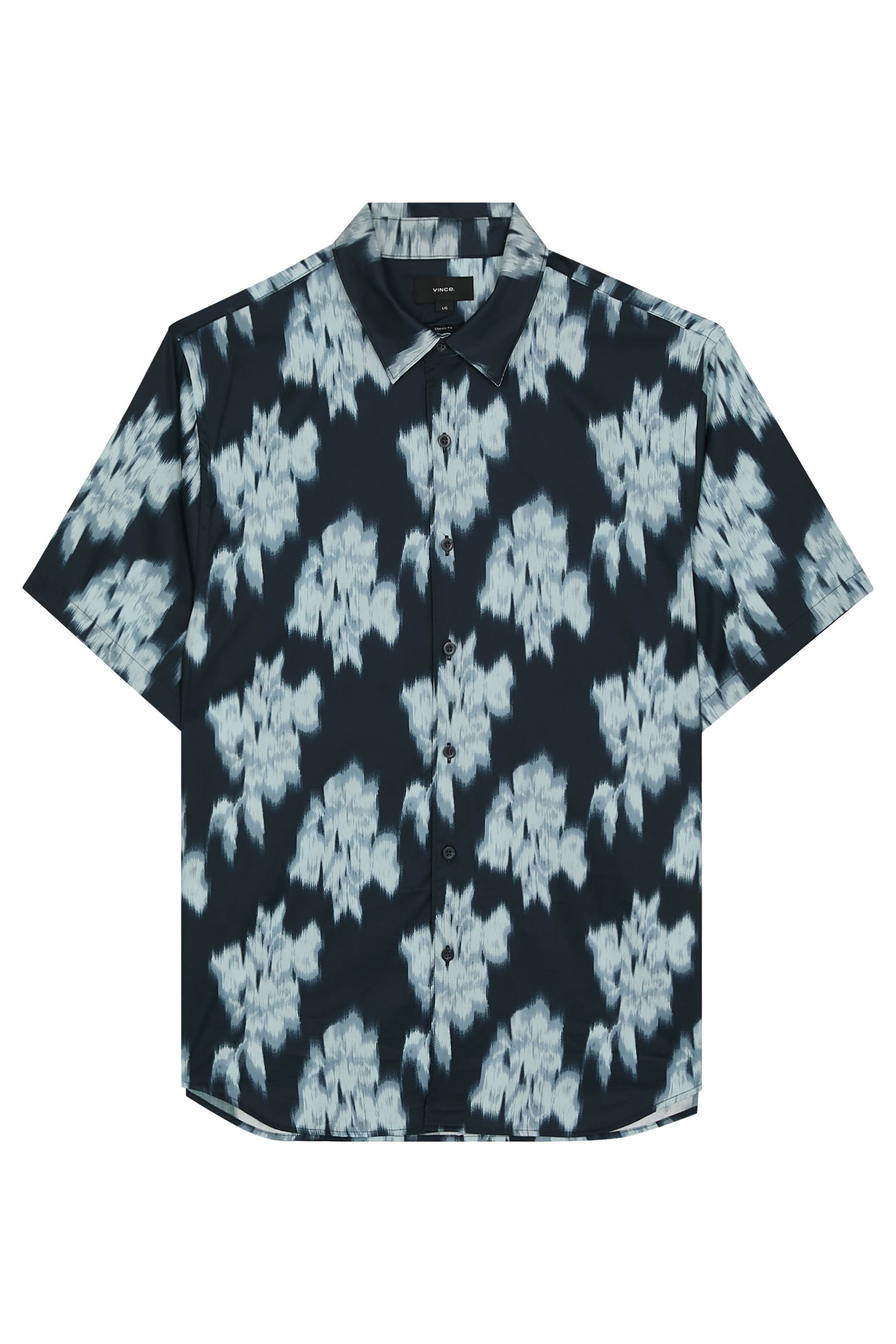 Blurred Roses Short Sleeves French Placket Shirt