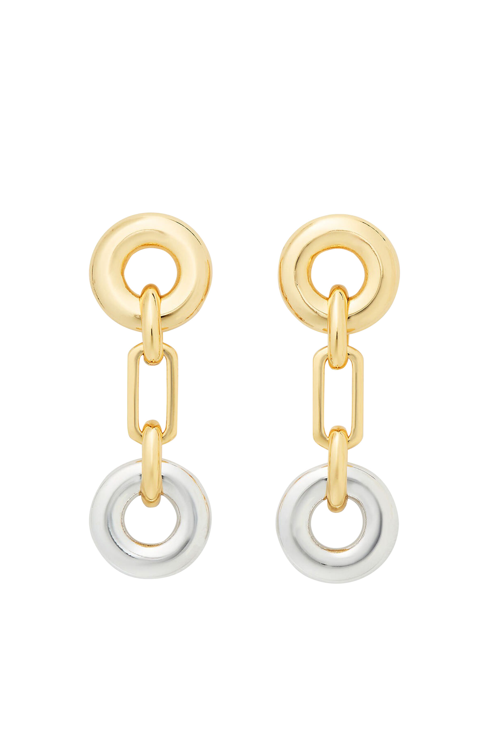 Interlock Linear Earrings, Plated Metal & Cubic Zirconia, Titanium Posts