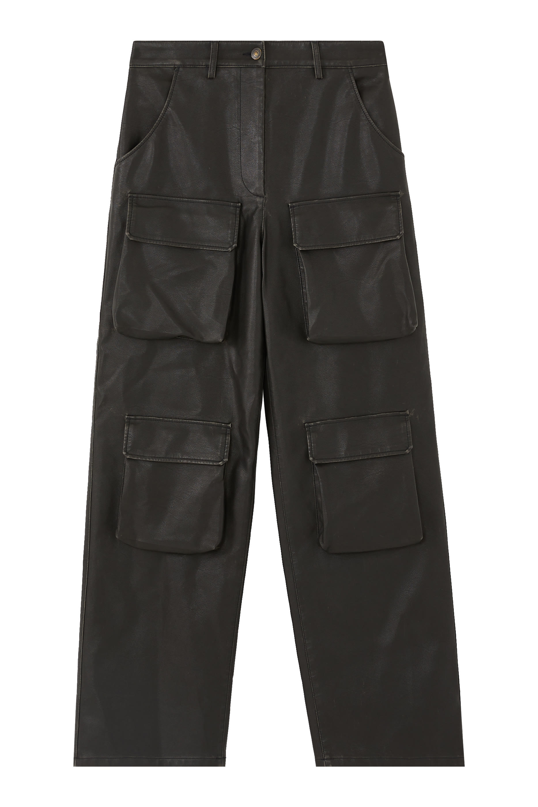 Faux-Leather Cargo Trousers