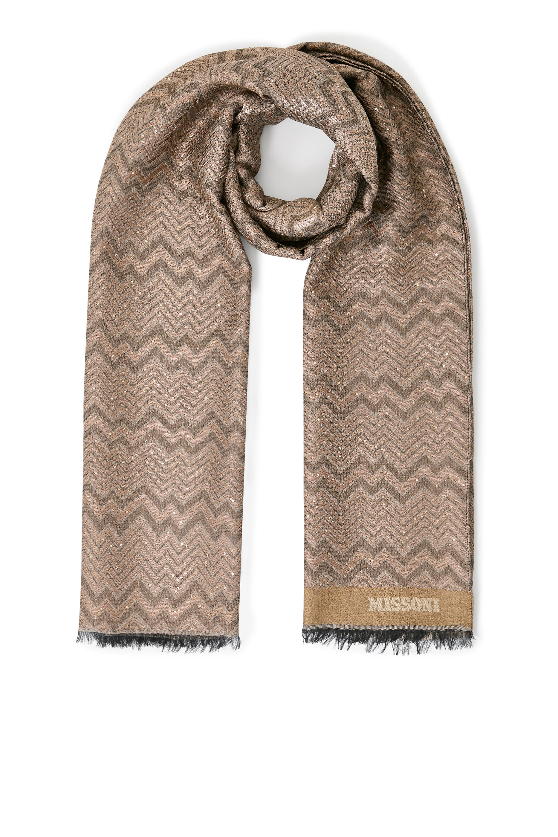 Zig Zag Sequinned Scarf 