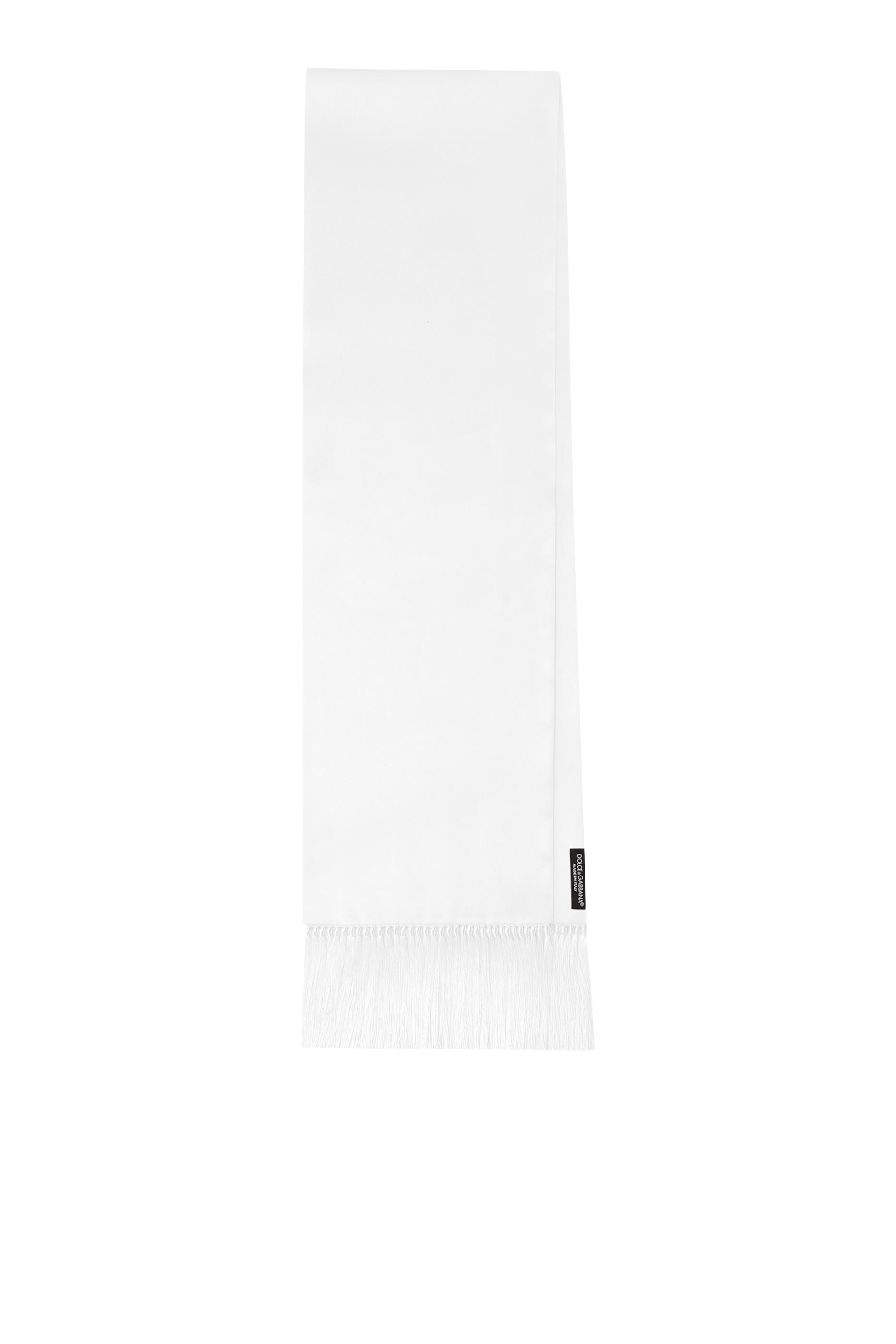 Silk Satin Scarf with Fringing