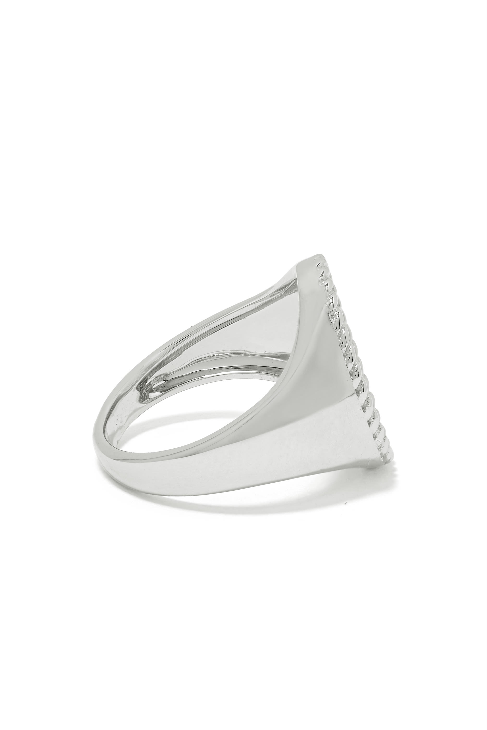 Oval Signet Ring, 18k White Gold & Diamond