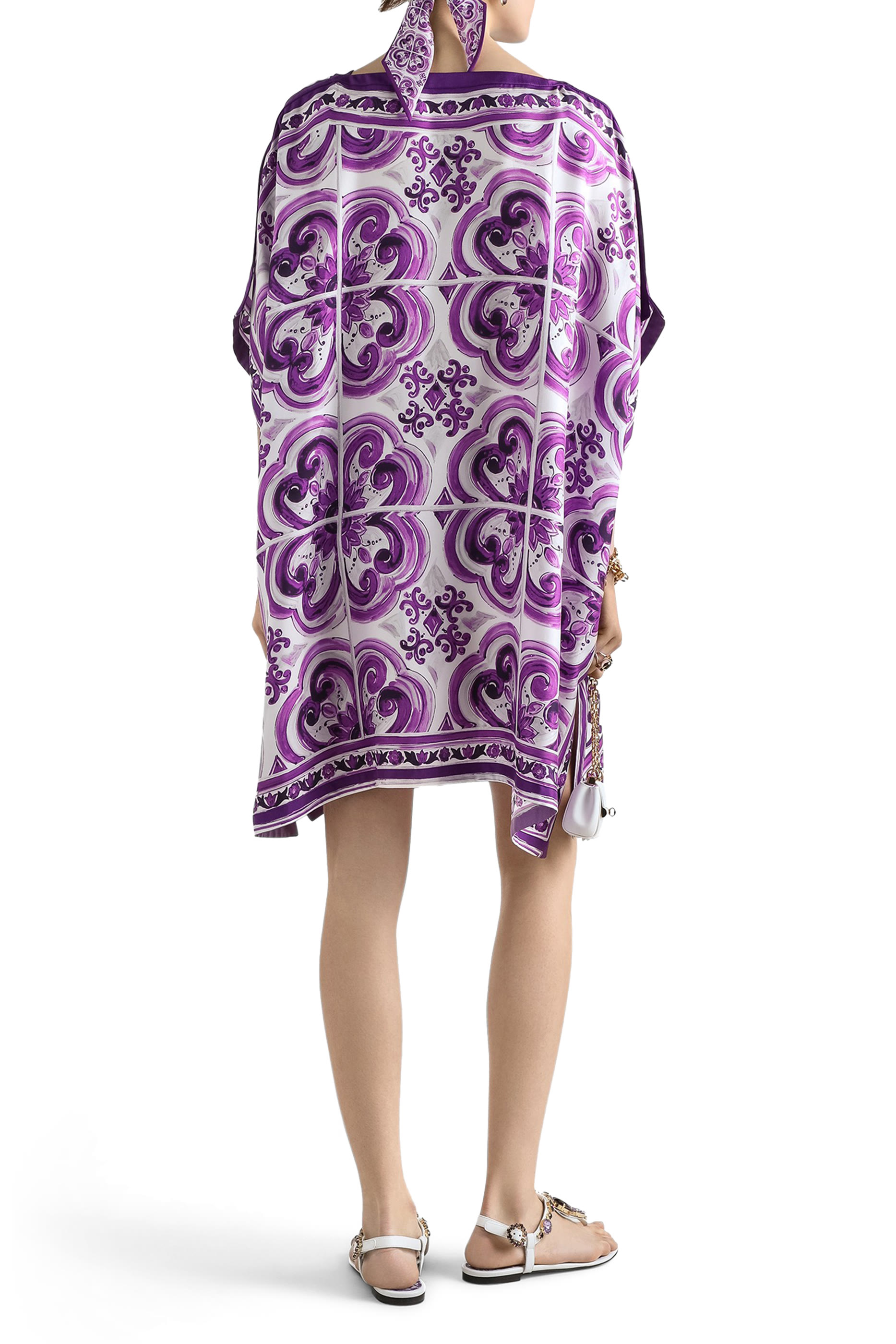 Majolica-Print Twill Caftan