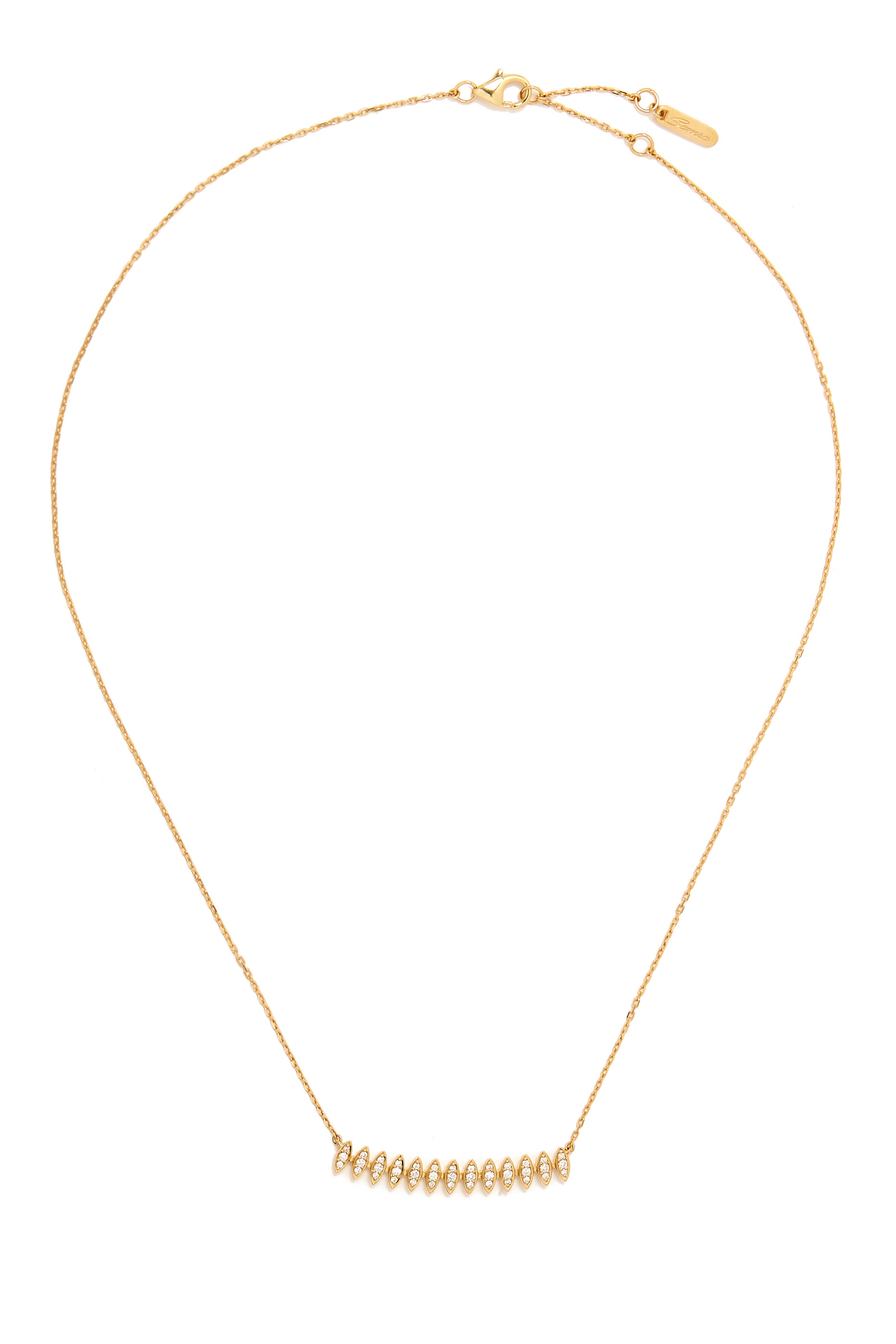 Barq Marquise Small Necklace, 18K Yellow Gold & Diamonds