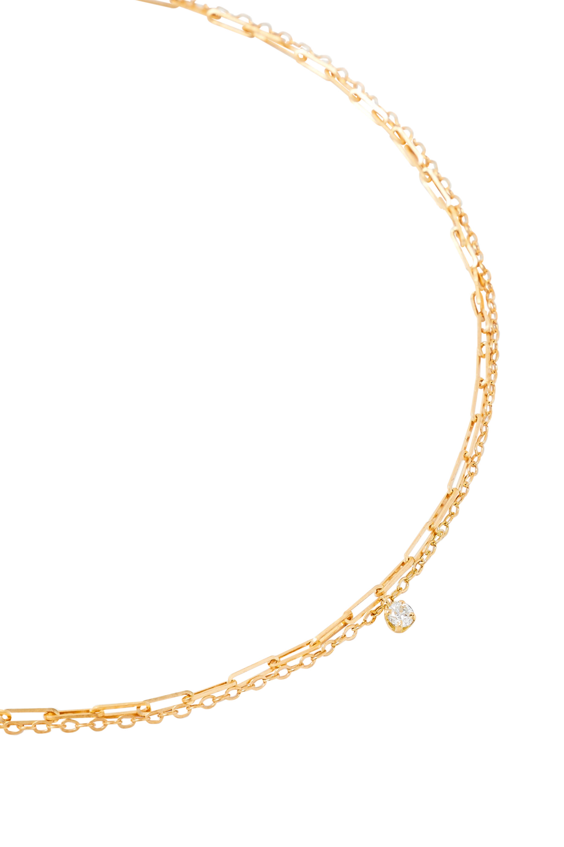 Collier Double Solitaire Necklace, 18k Yellow Gold & Diamond