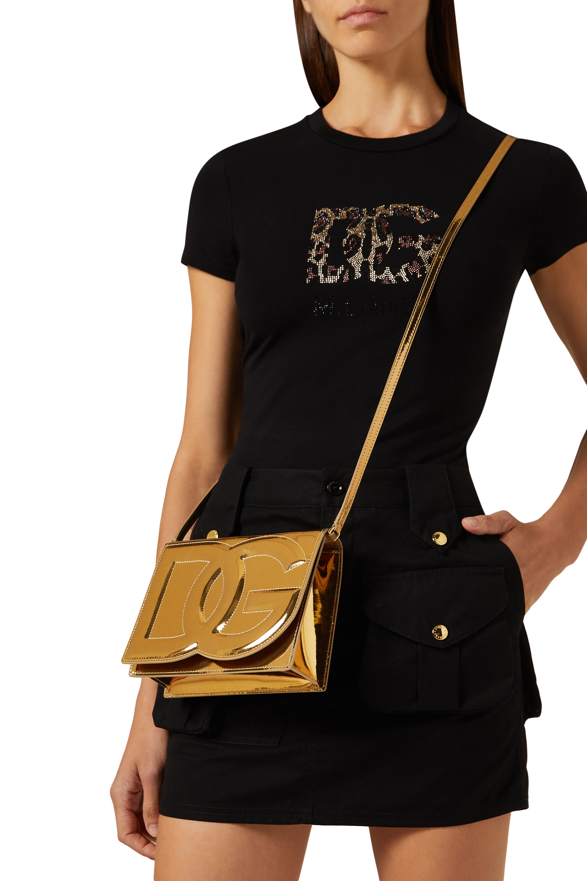 Mirrored-Effect DG Logo Crossbody Bag