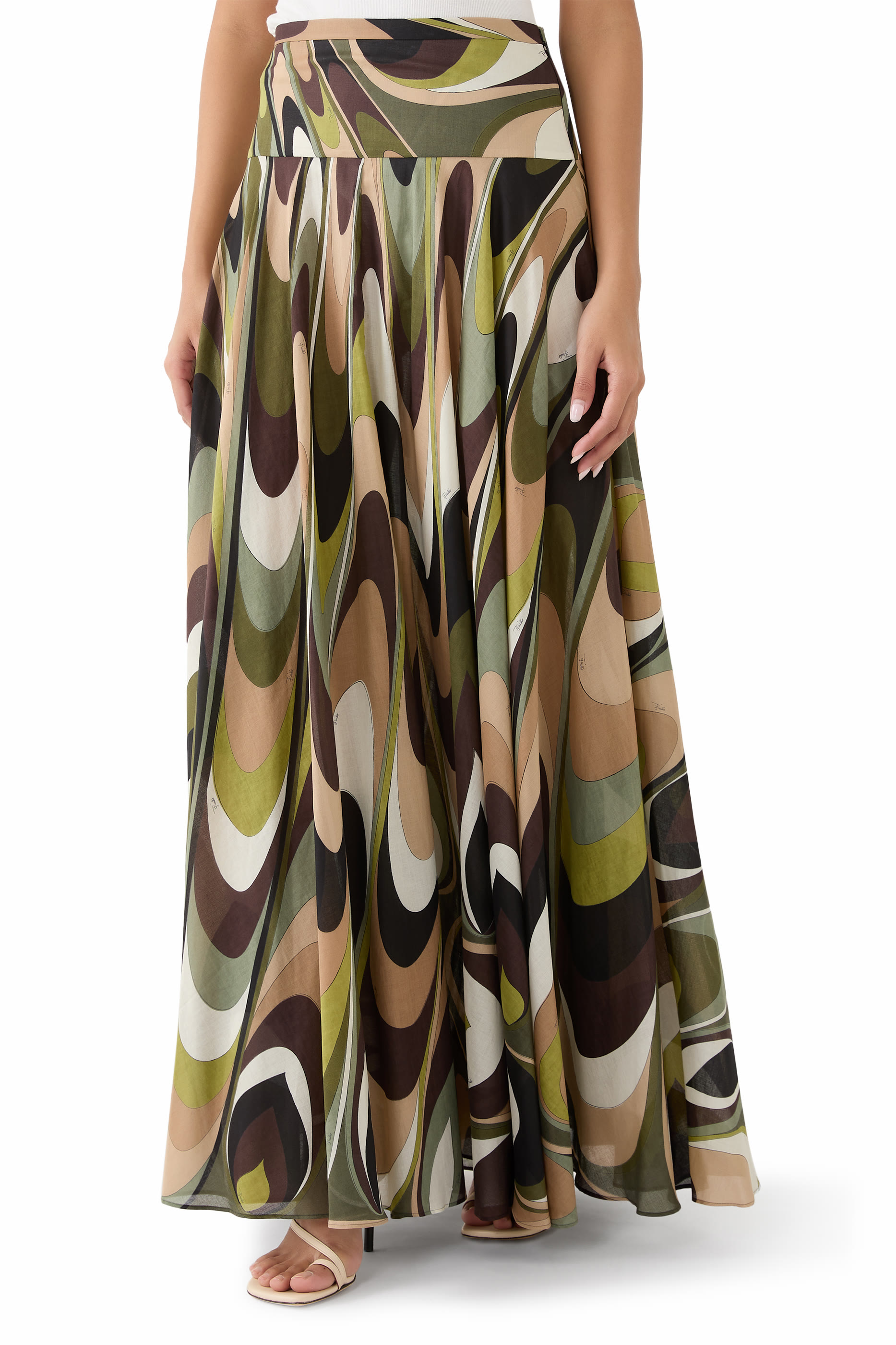 Onde Print Long Skirt