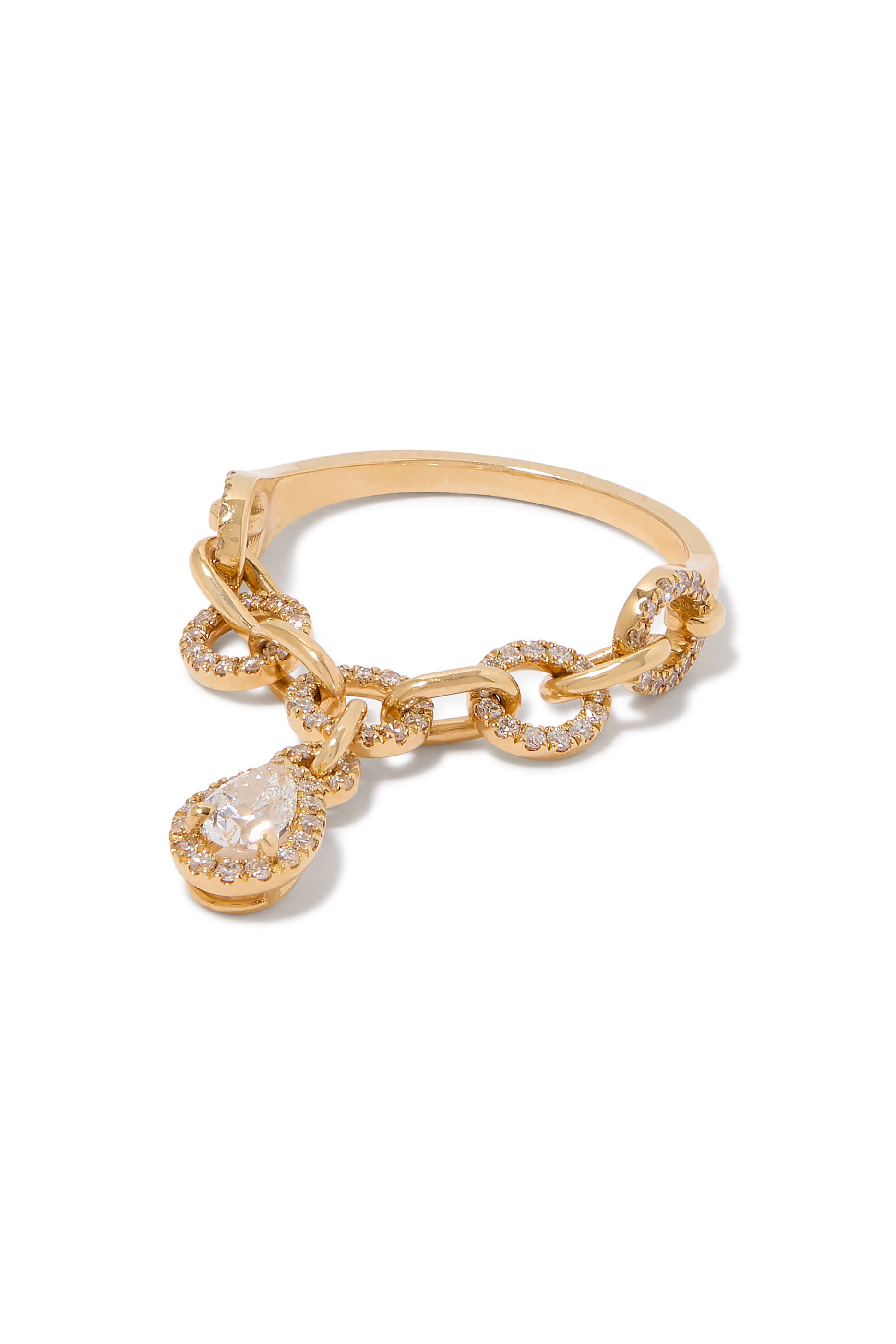 Single-Chain Ring, 18k Yellow Gold & Diamonds