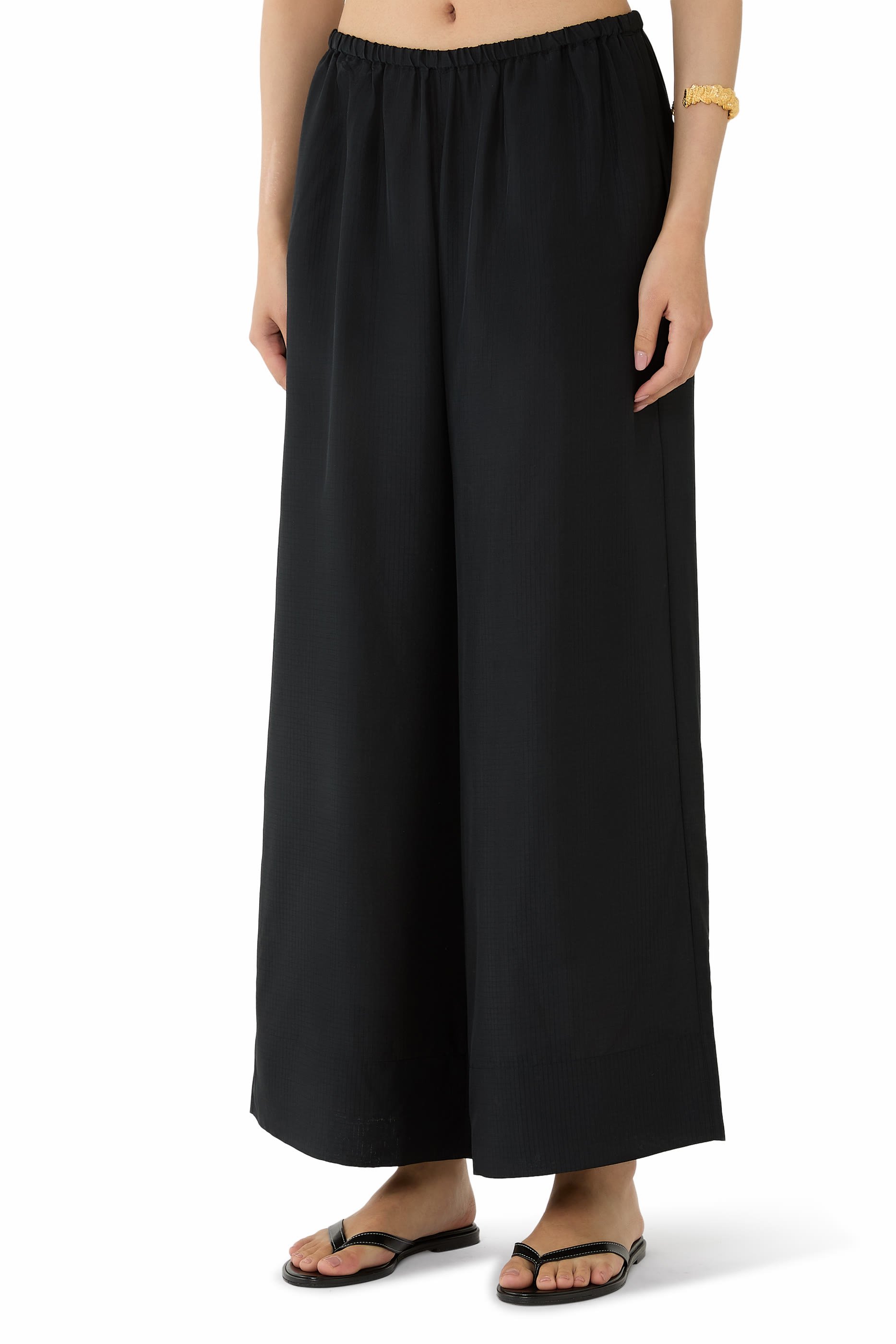 Silk Grid Relaxed Pants 