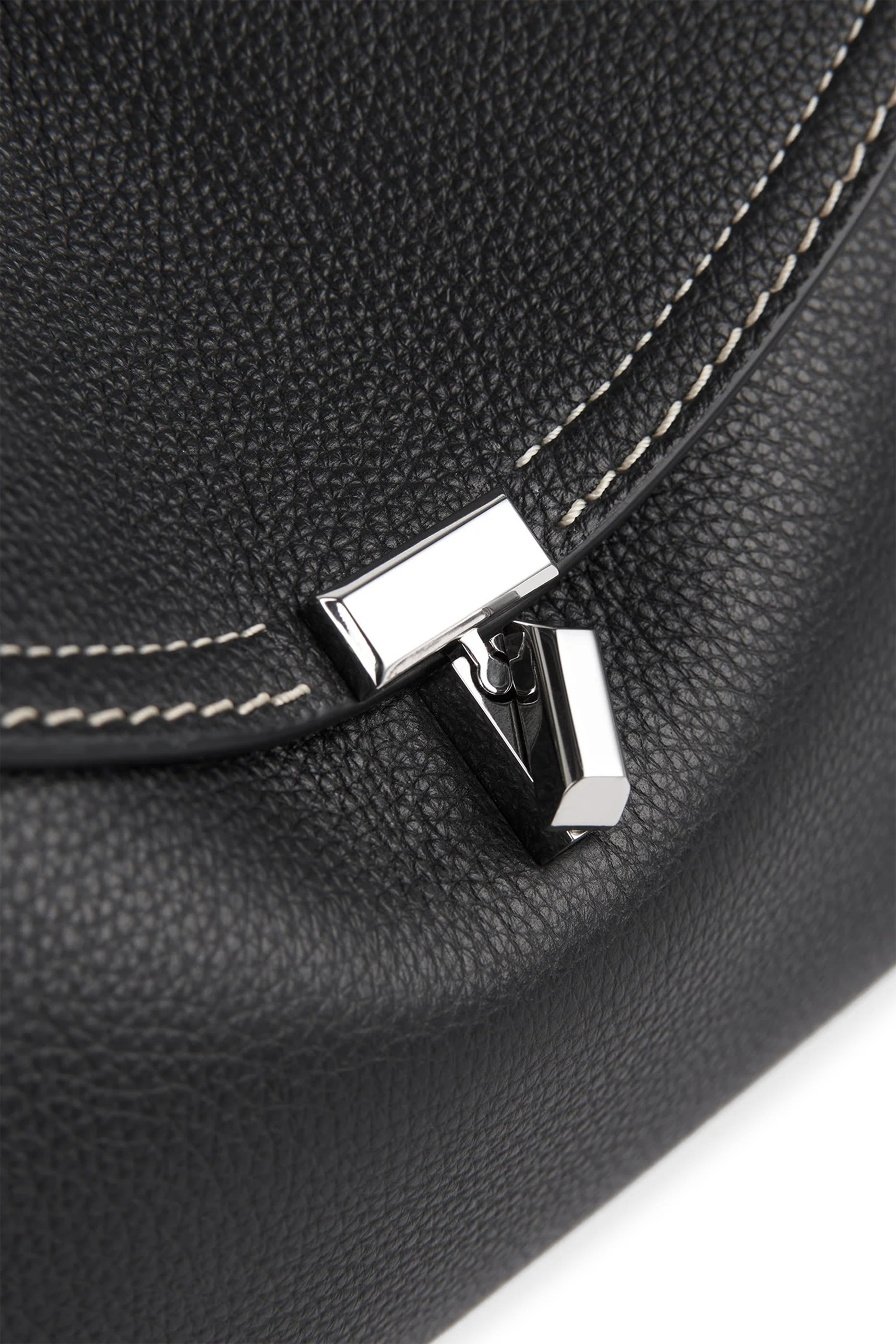 T-Lock Grained Leather Clutch