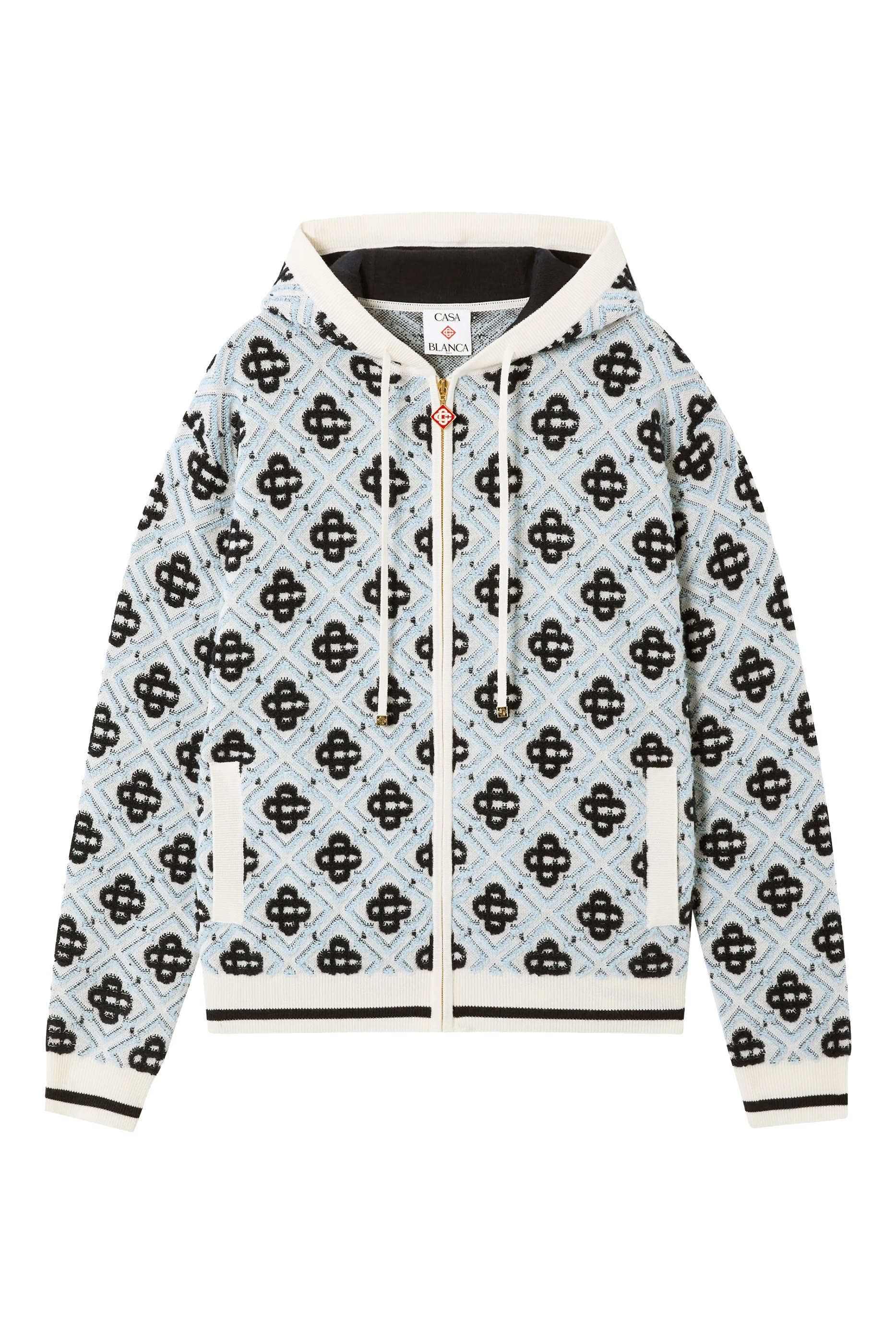  Merino Monogram Zip-Up Hooded Sweatshirt