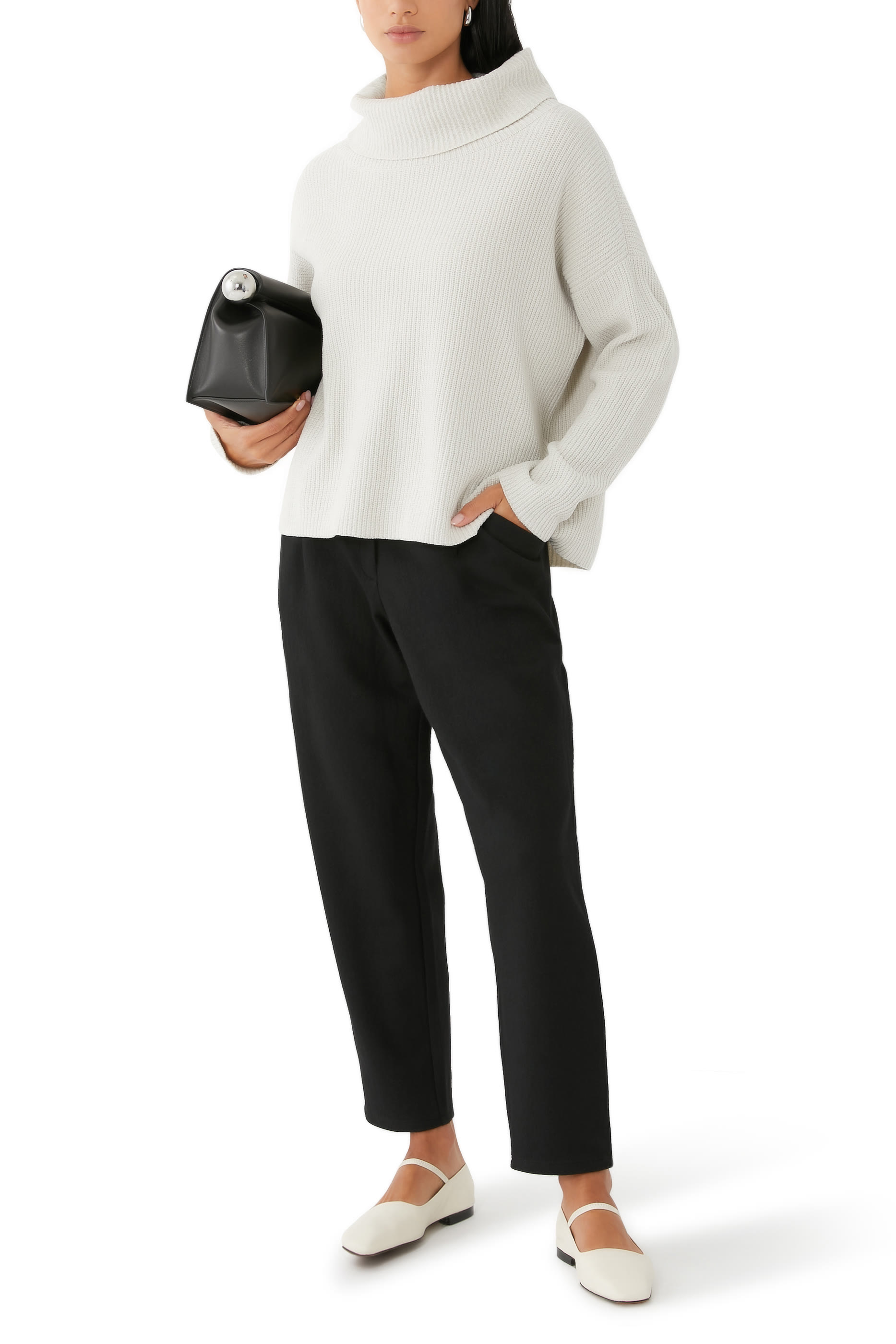 Boiled Wool Jersey Carrot Pants