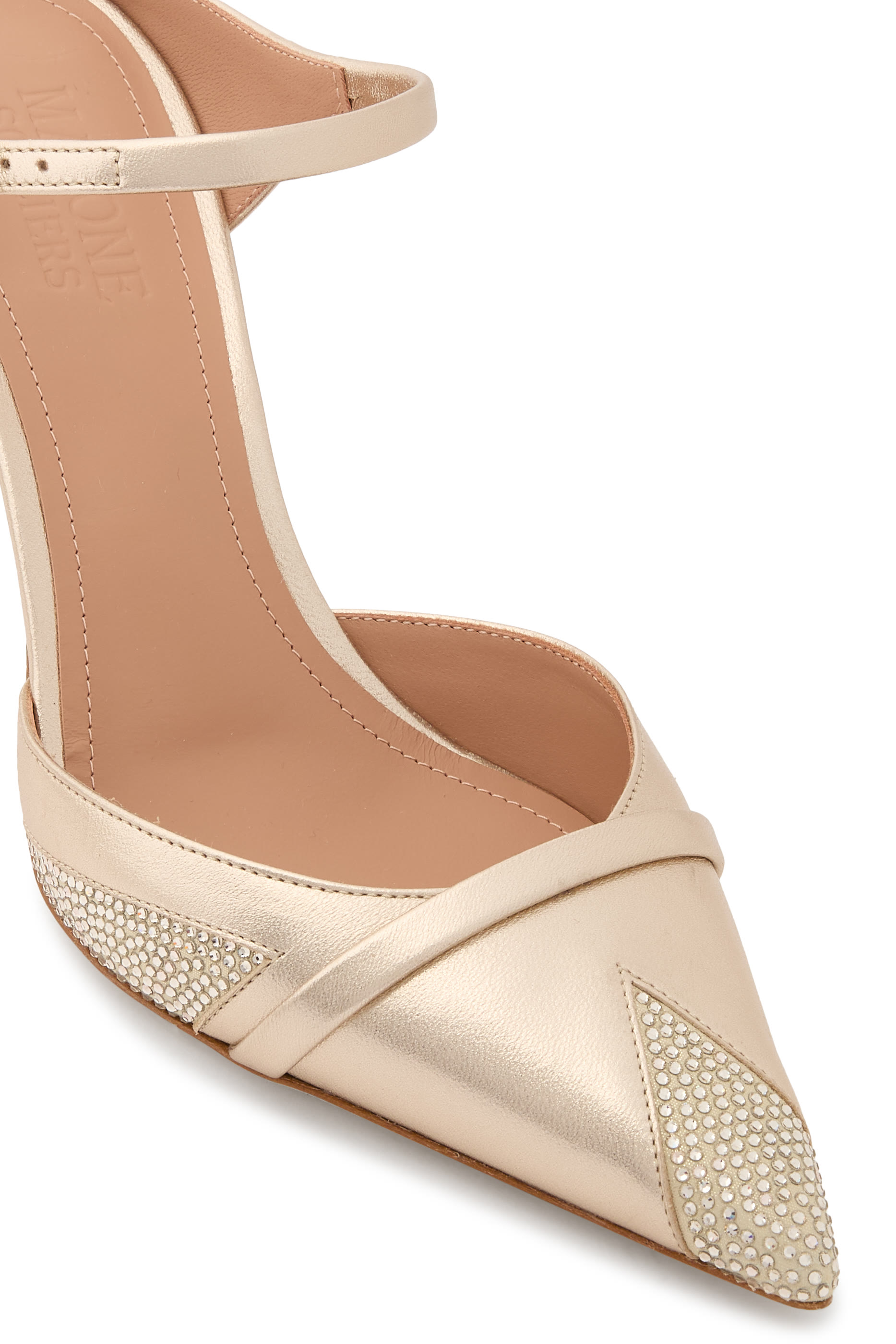  Uma 80 Champagne Embellished Leather Mules