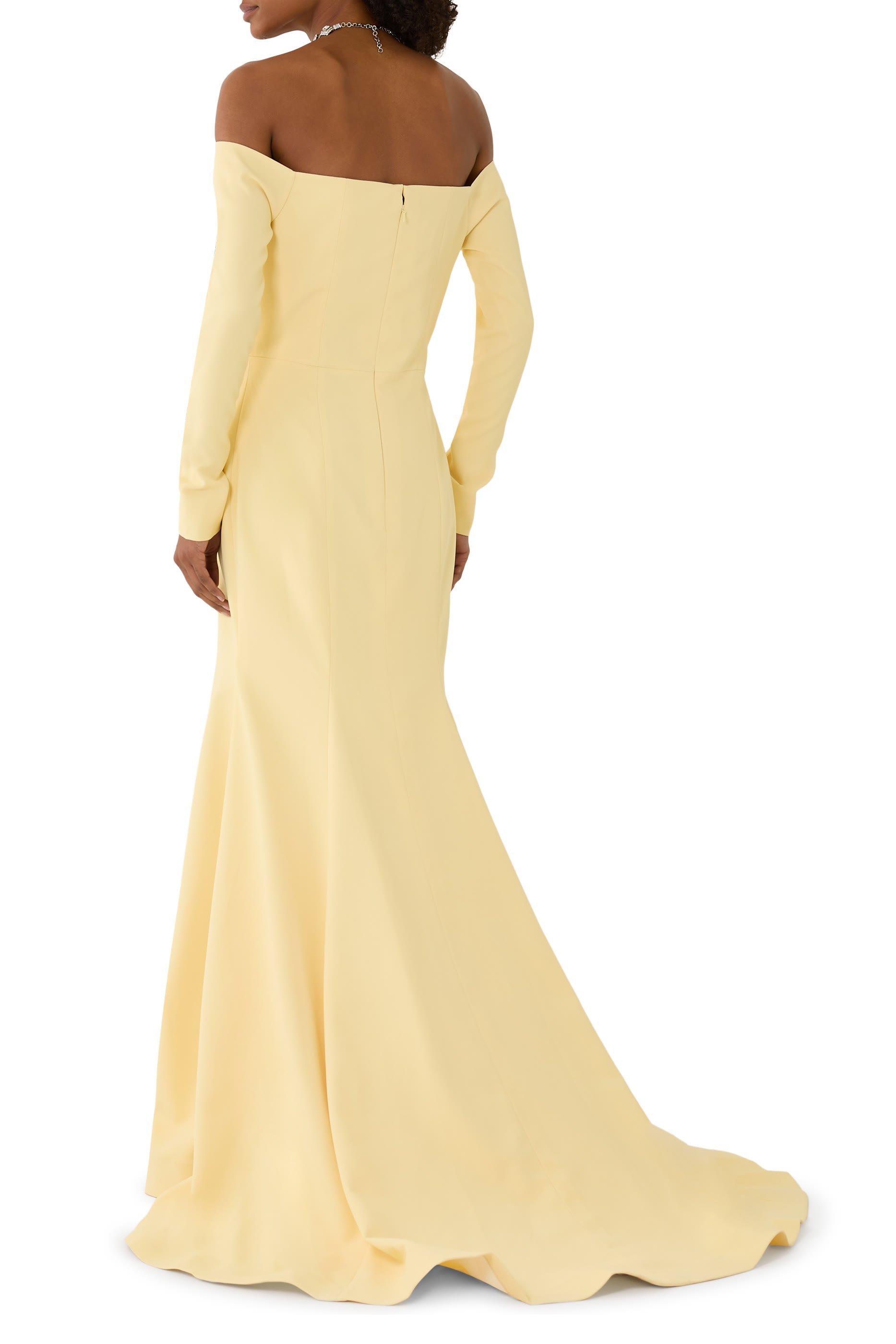 Off-Shoulder Mermaid Crepe Gown
