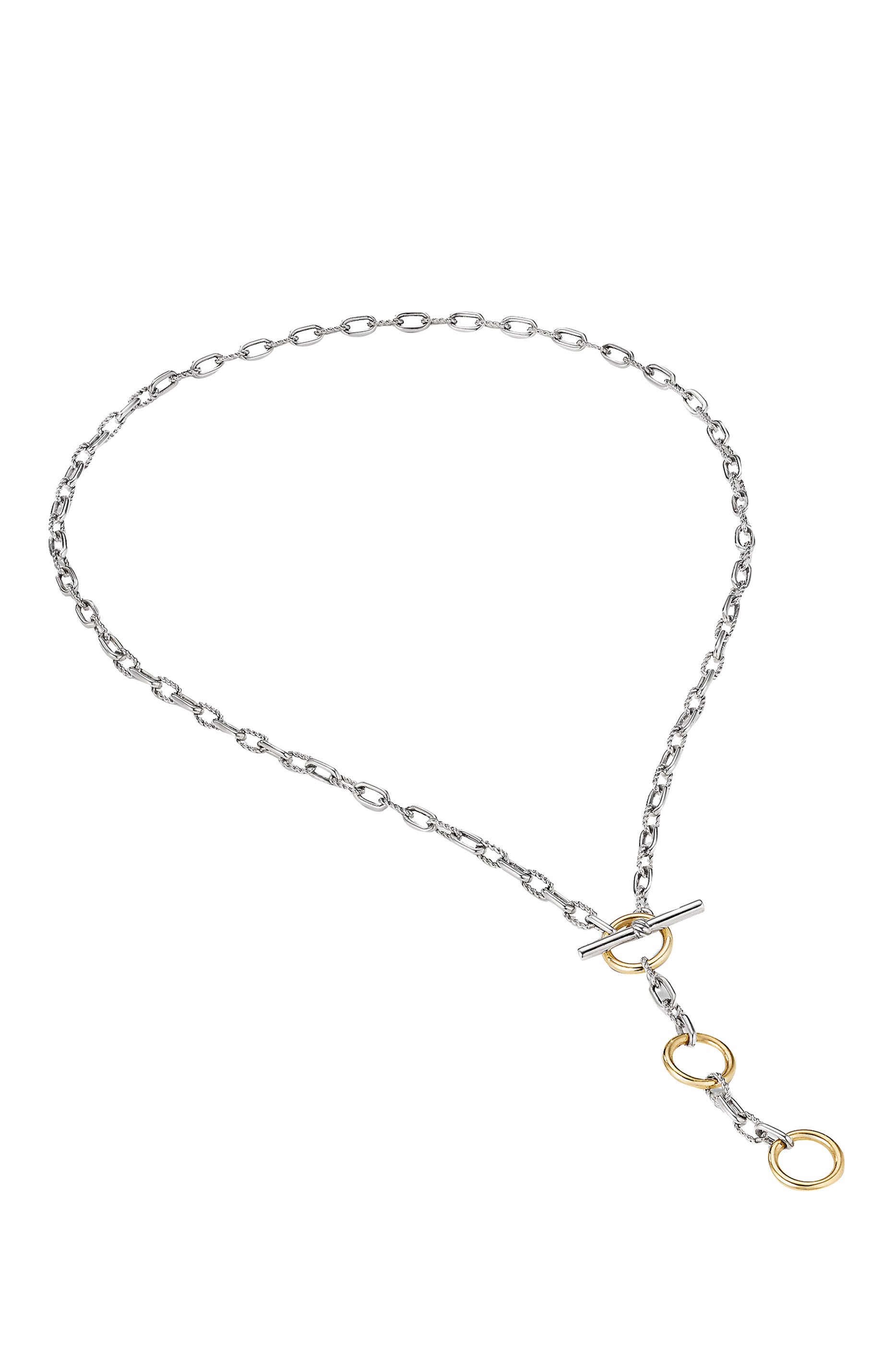 DY Madison Three Ring Chain Necklace, 18k Yellow Gold & Sterling Silver