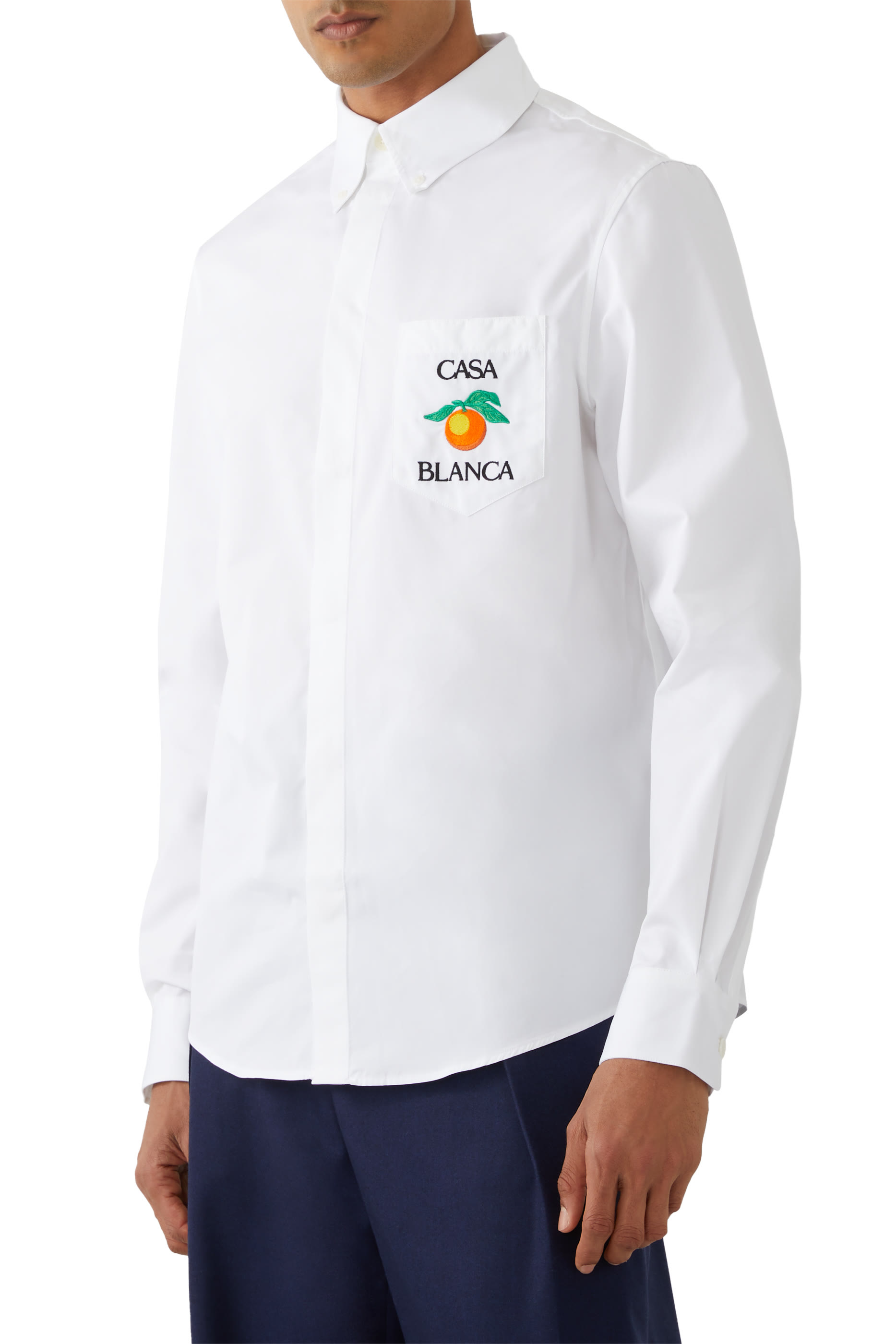   Embroidered Orange Oxford Shirt