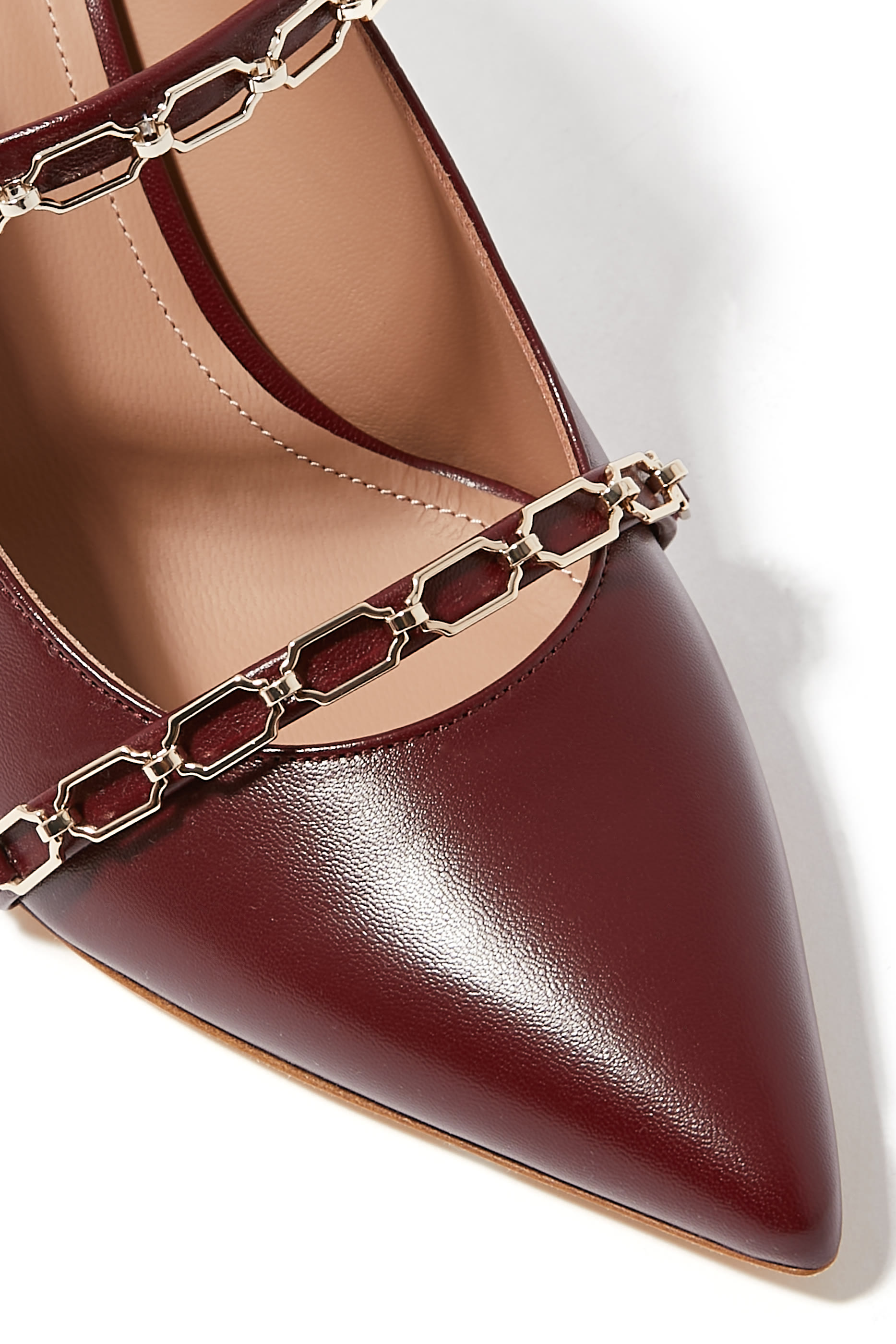 Maureen 70 Leather Chain Dual-Band Mule Pumps