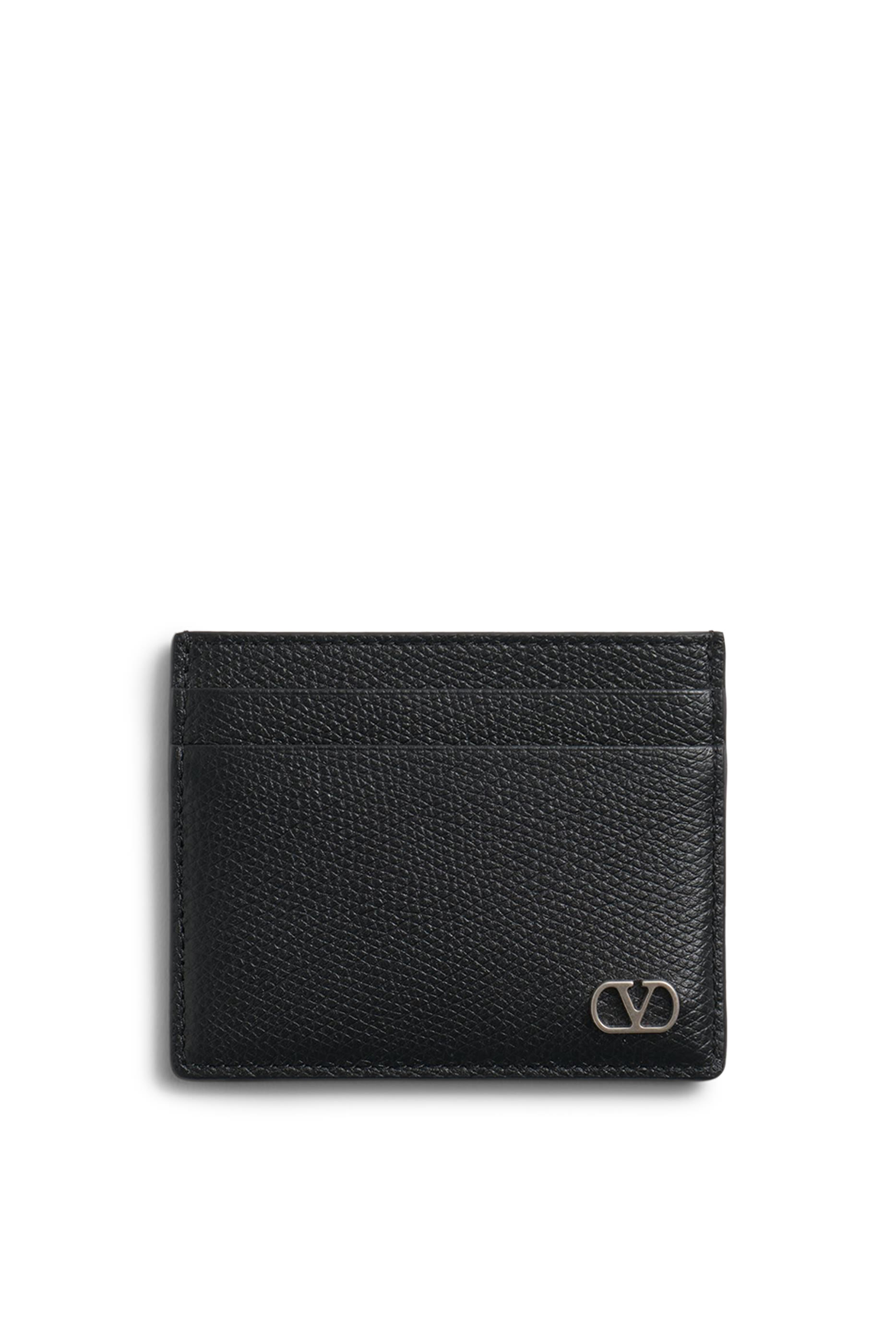 VLogo Signature Grainy Calfskin Card Holder