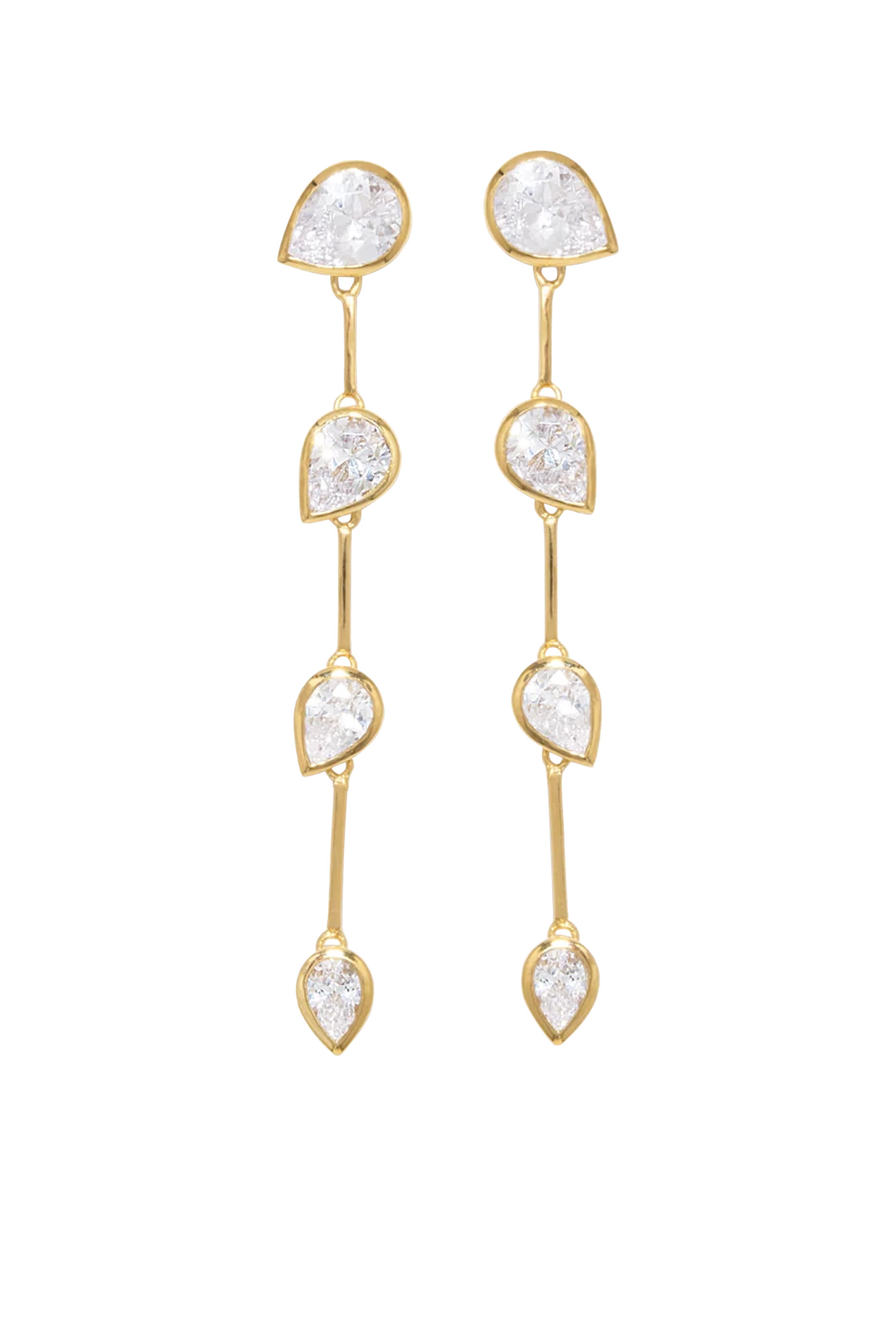 Myriad Earrings,  Recycled Sterling Silver Plated in 18k Yellow Gold Vermeil & Zirconia