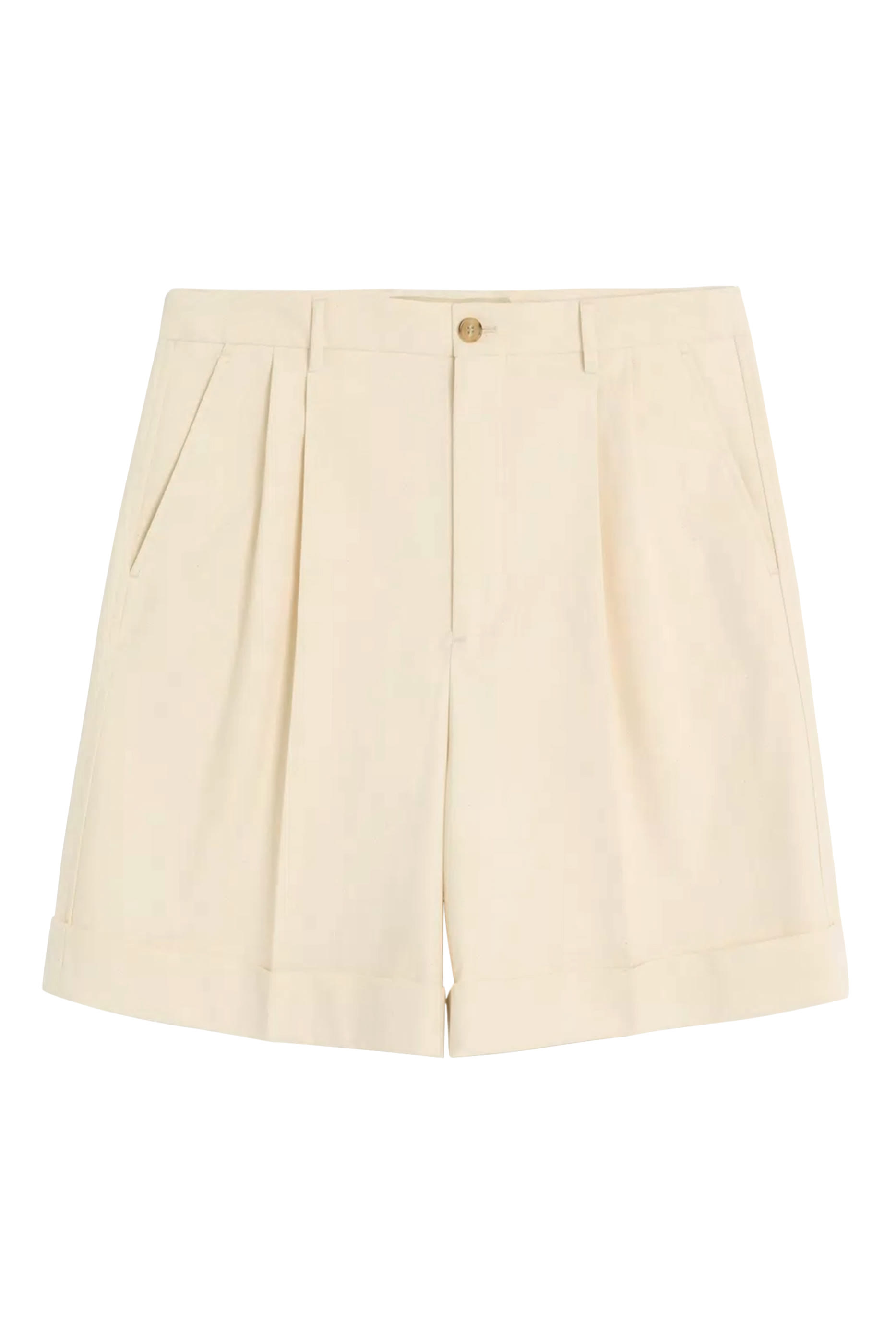 Cotton Canvas Cuffed Bermuda Shorts