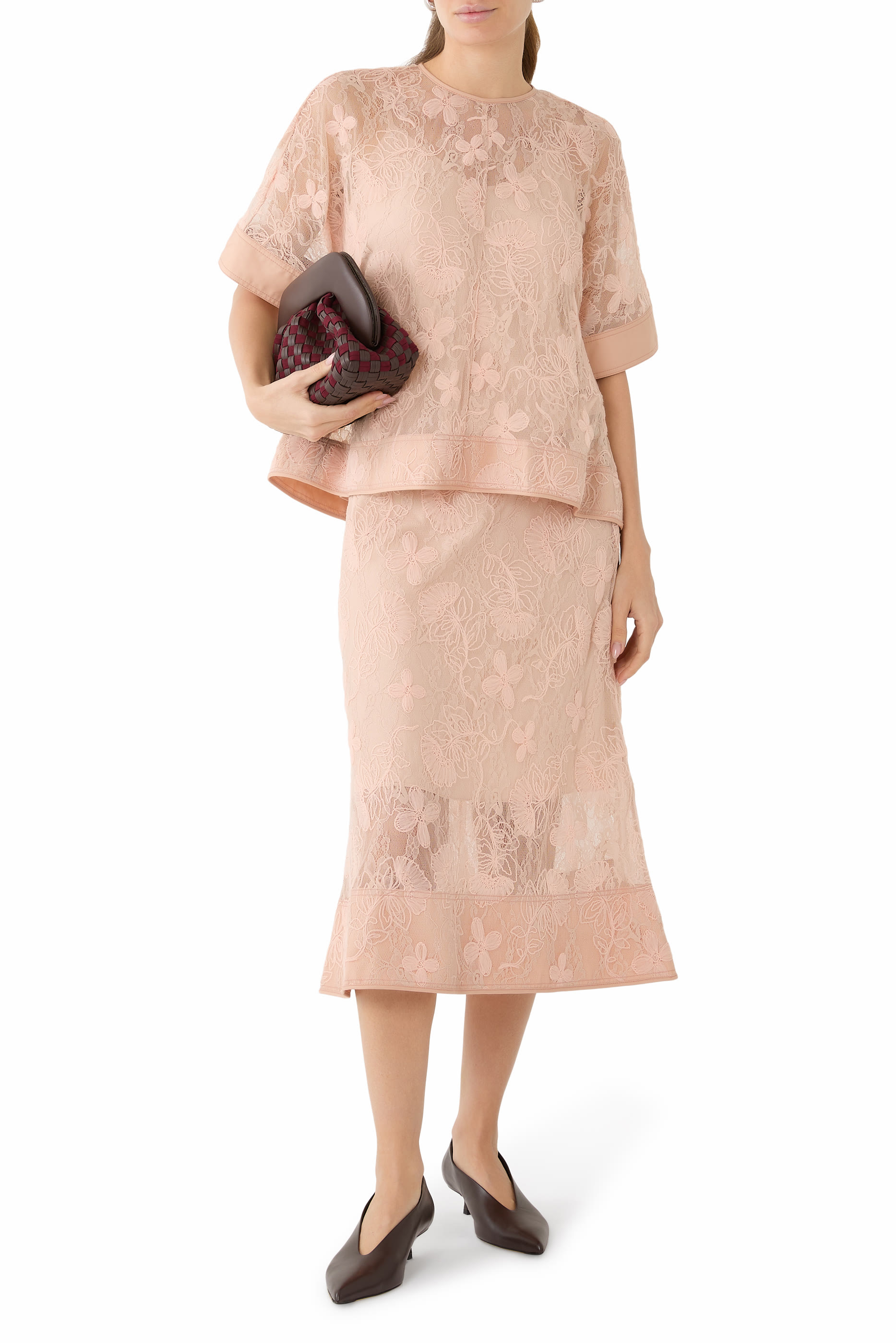 Dimensional Lace Flounce Top