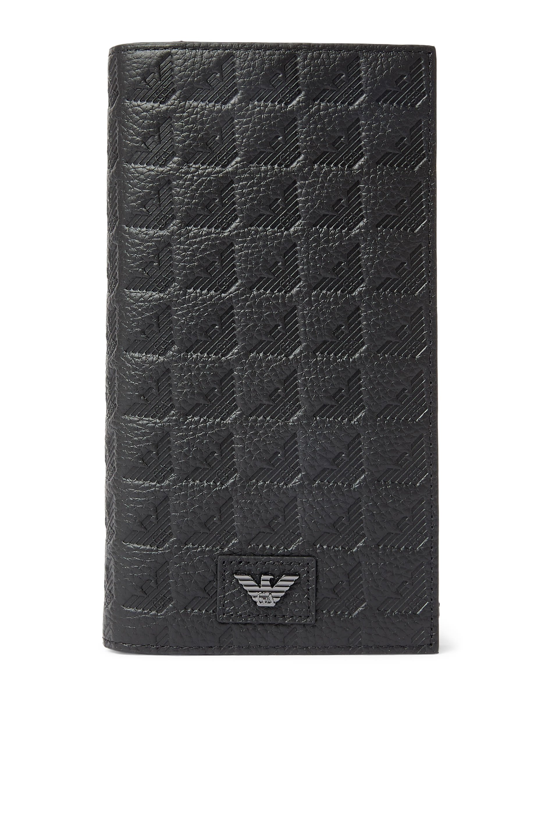 All-Over Embossed Eagle Leather Large Currency Holder