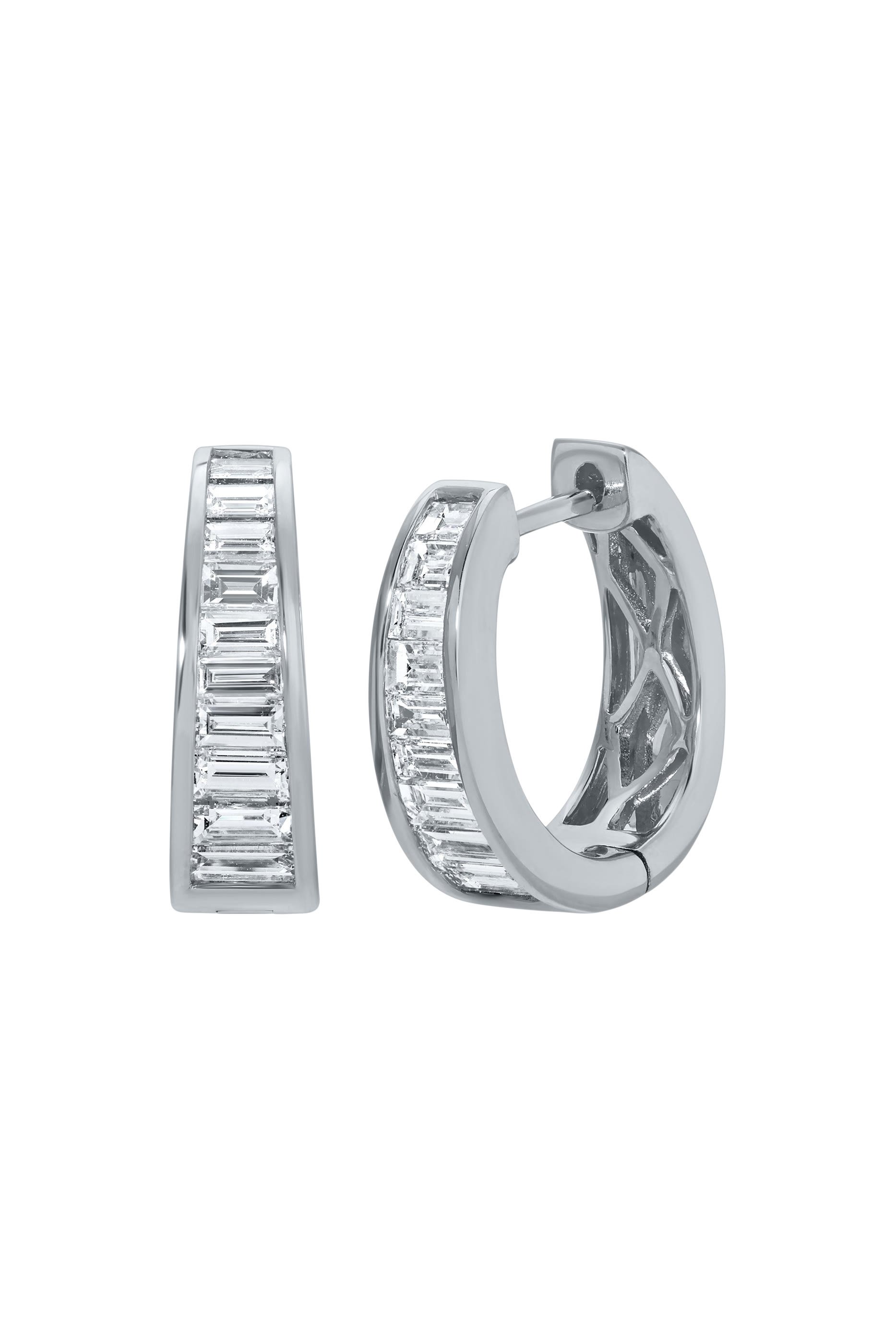 Meryl Huggies Earrings, 18k White Gold & Diamond