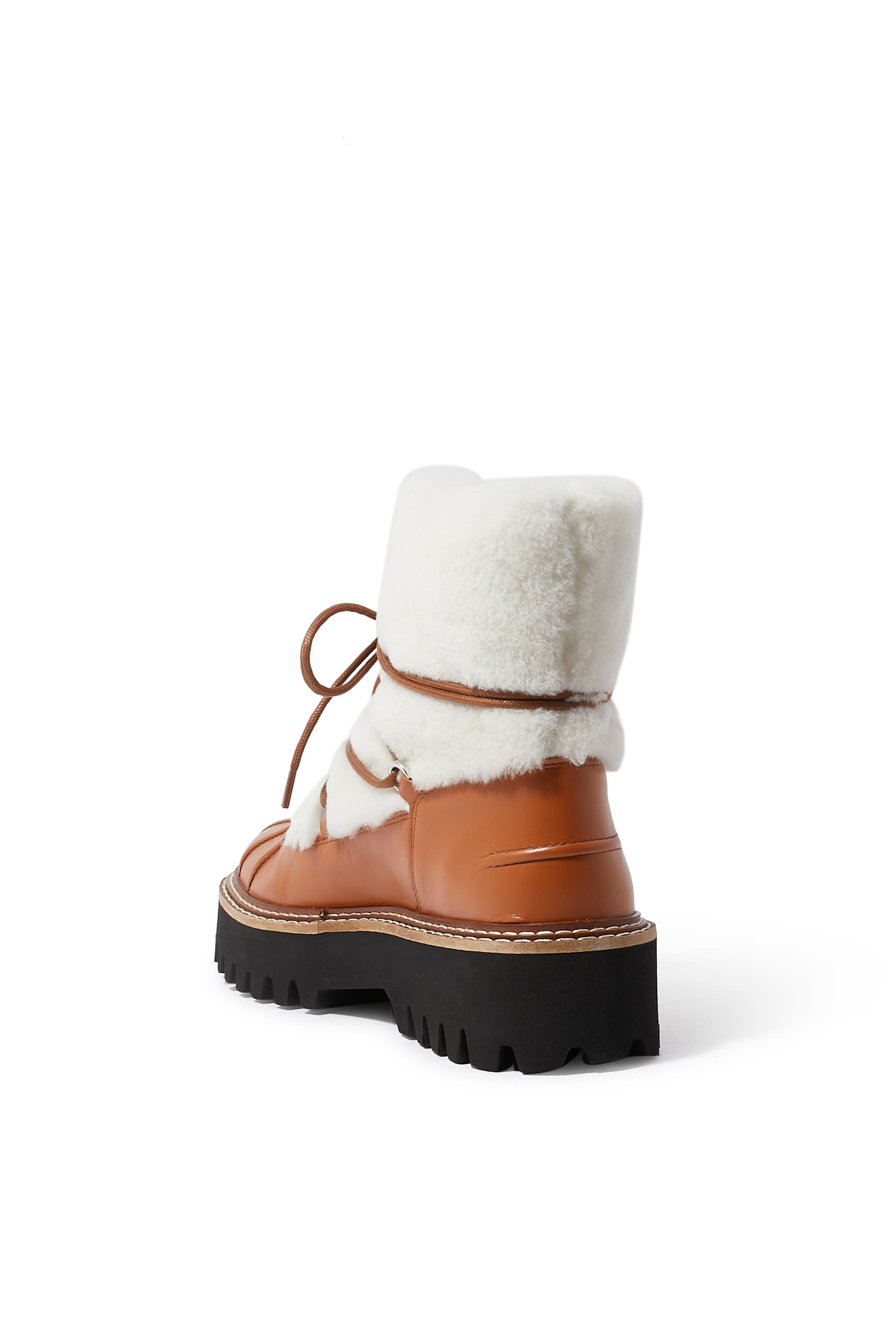 Lace-Up Mid-Length Boots in Ironed Merino