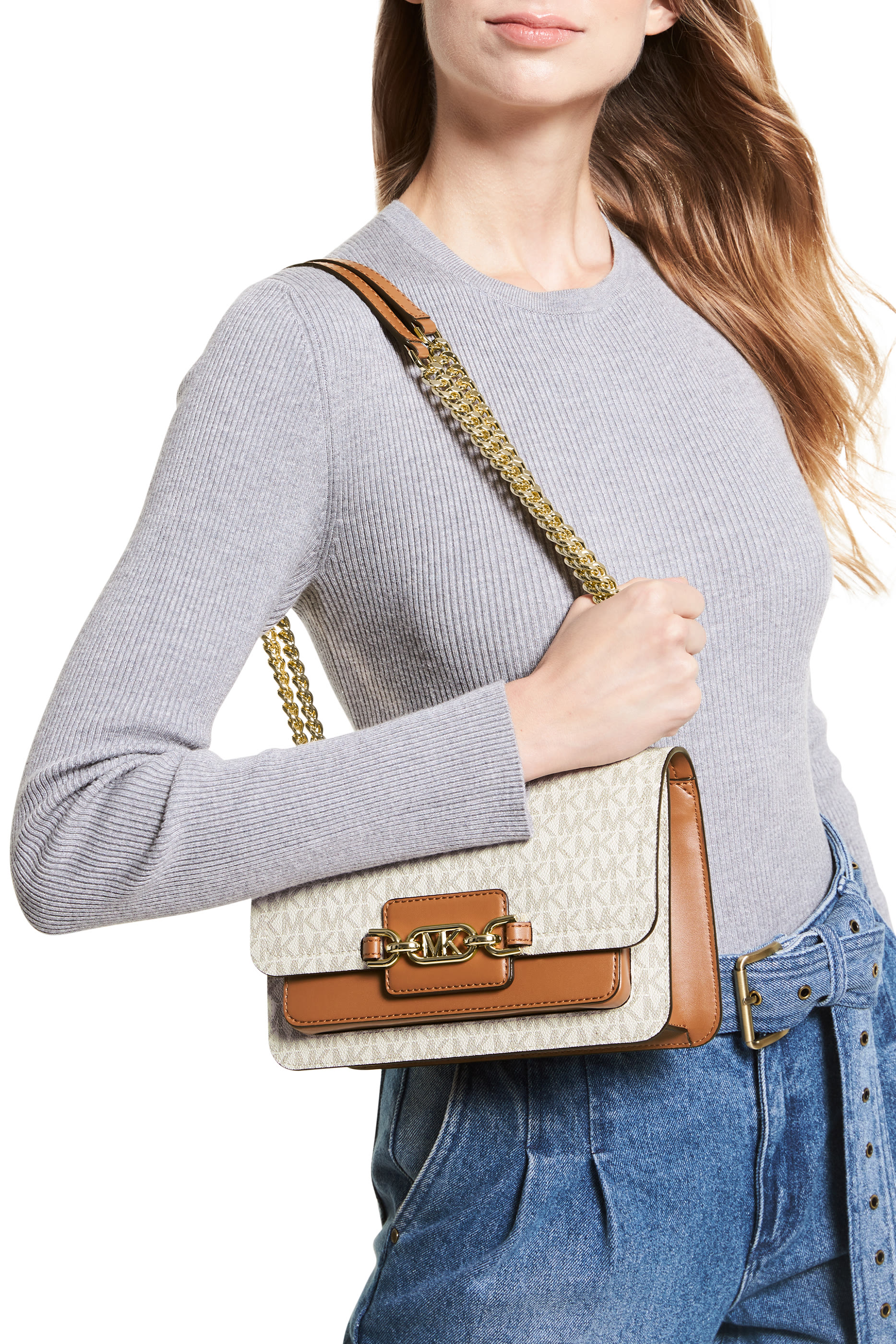 Heather Large Logo Shoulder Bag