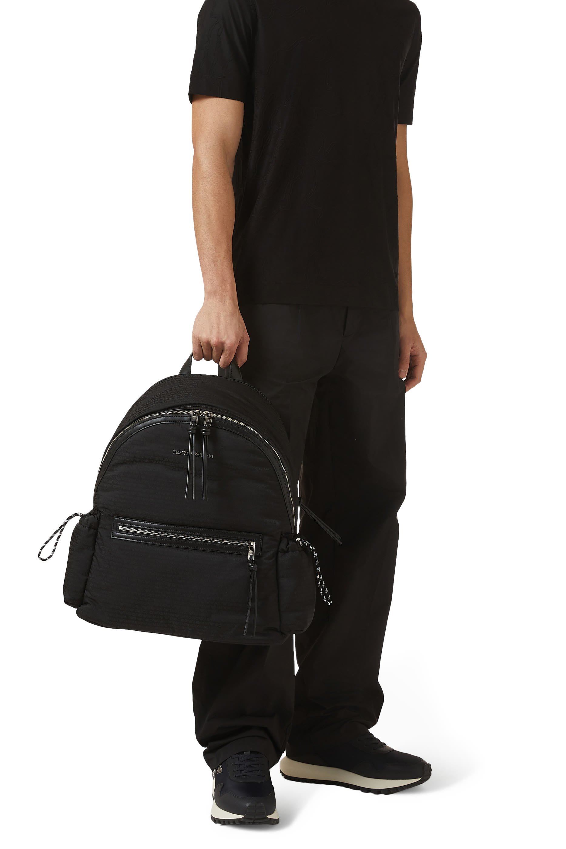 Monogram Lettering Round Nylon Backpack