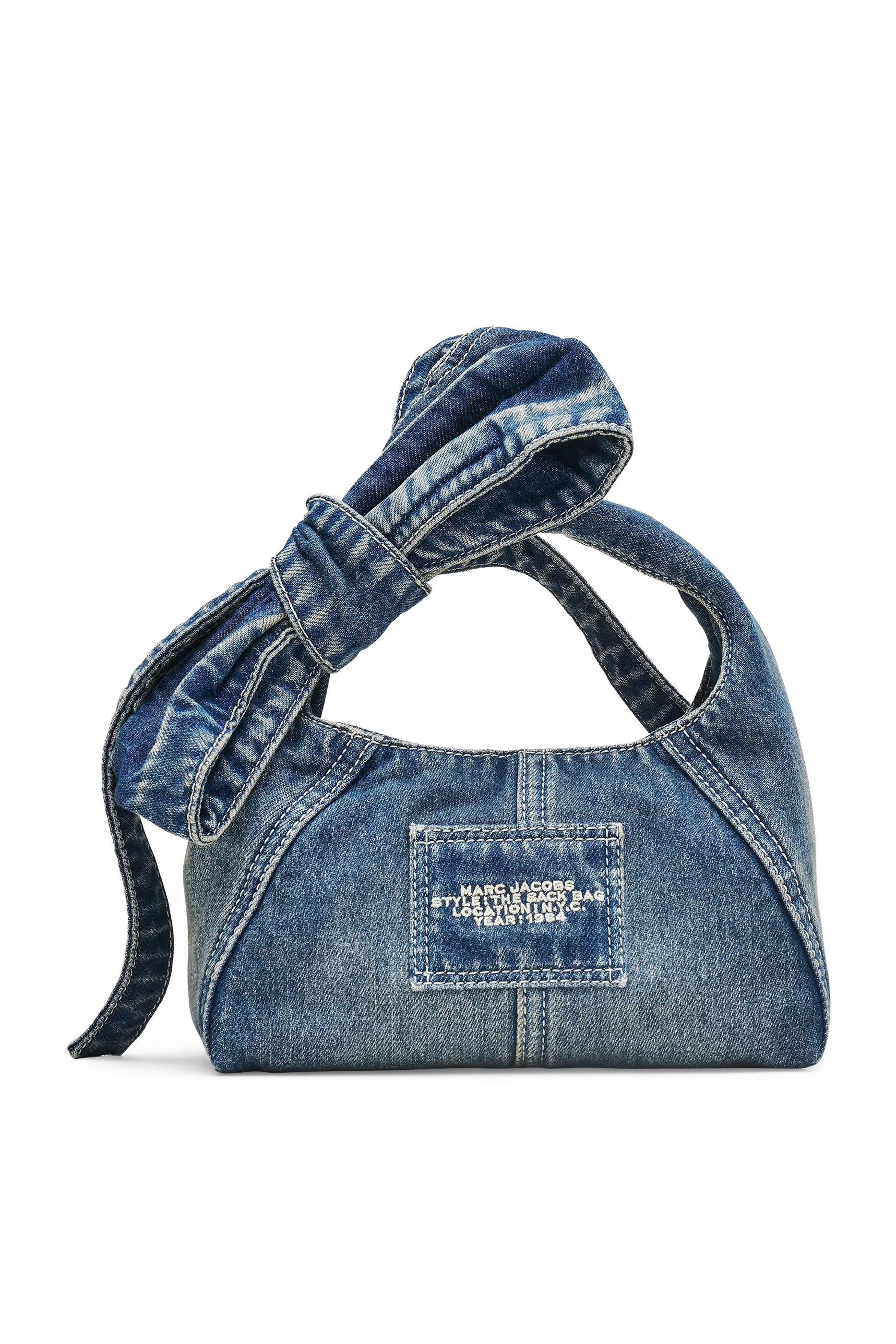  Bow Denim Mini Sack Bag