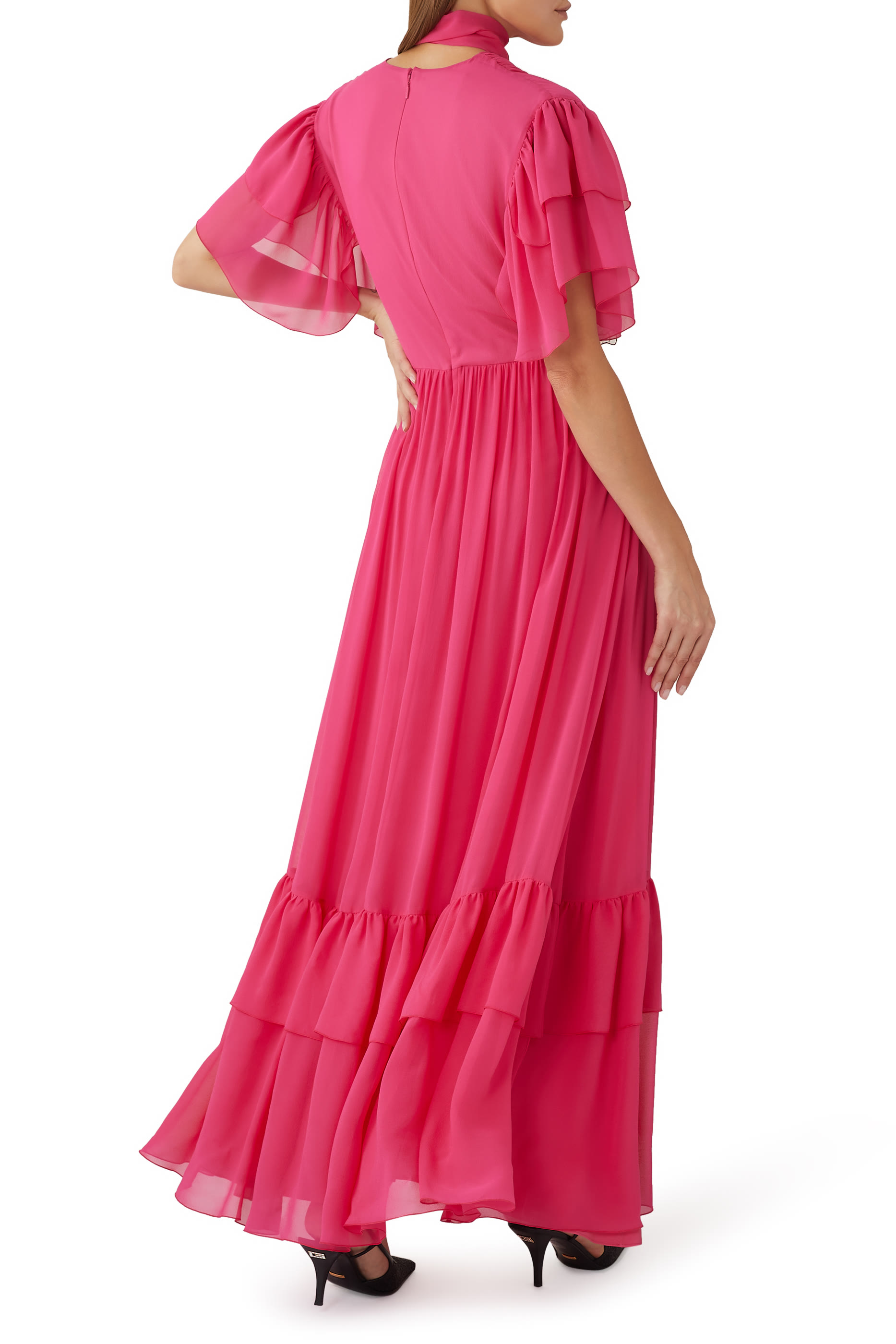 Ruffle Silk Georgette Dress