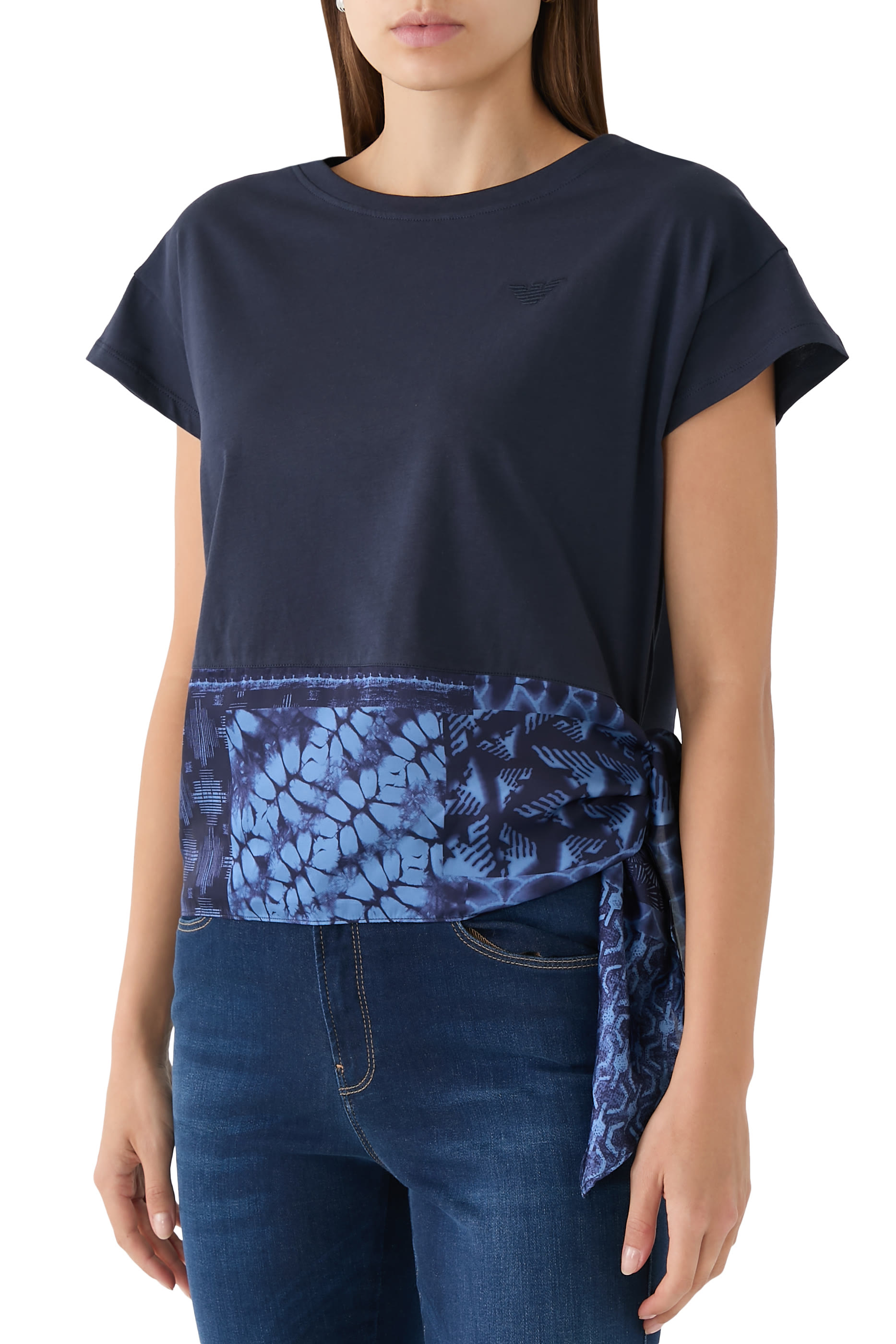  Scarf-Hem T-Shirt in Cotton-Jersey