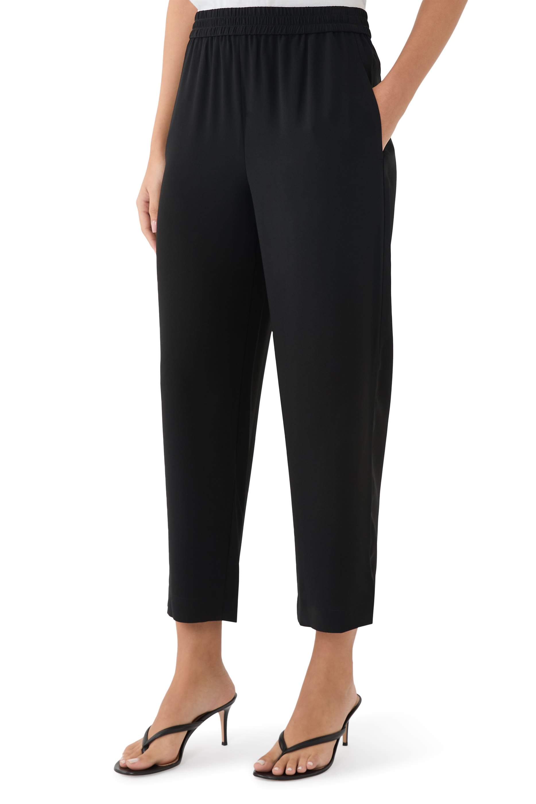 Relaxed Pull-On Pants in Satin Crepe