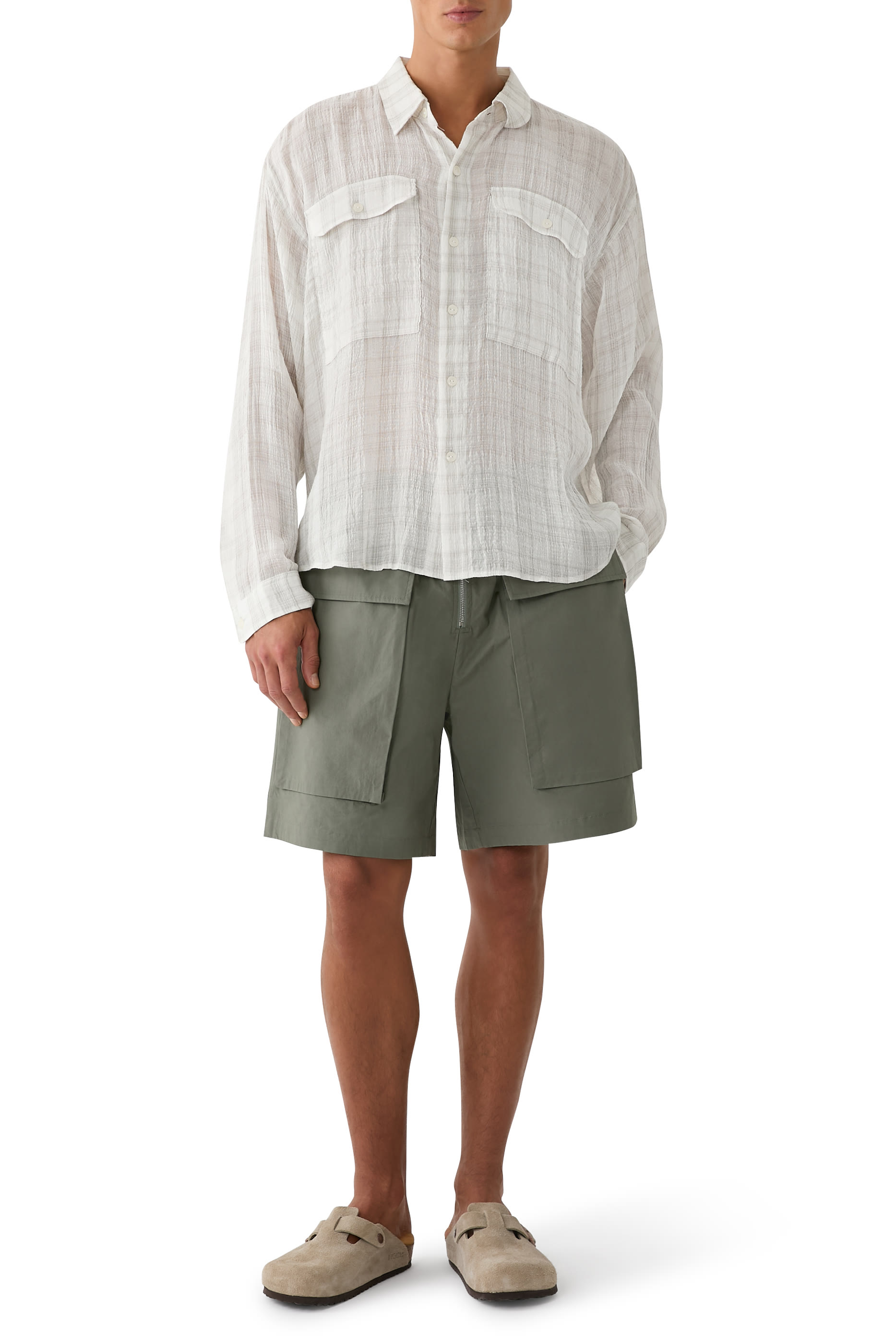 Oversized Pockets Cotton Cargo Shorts