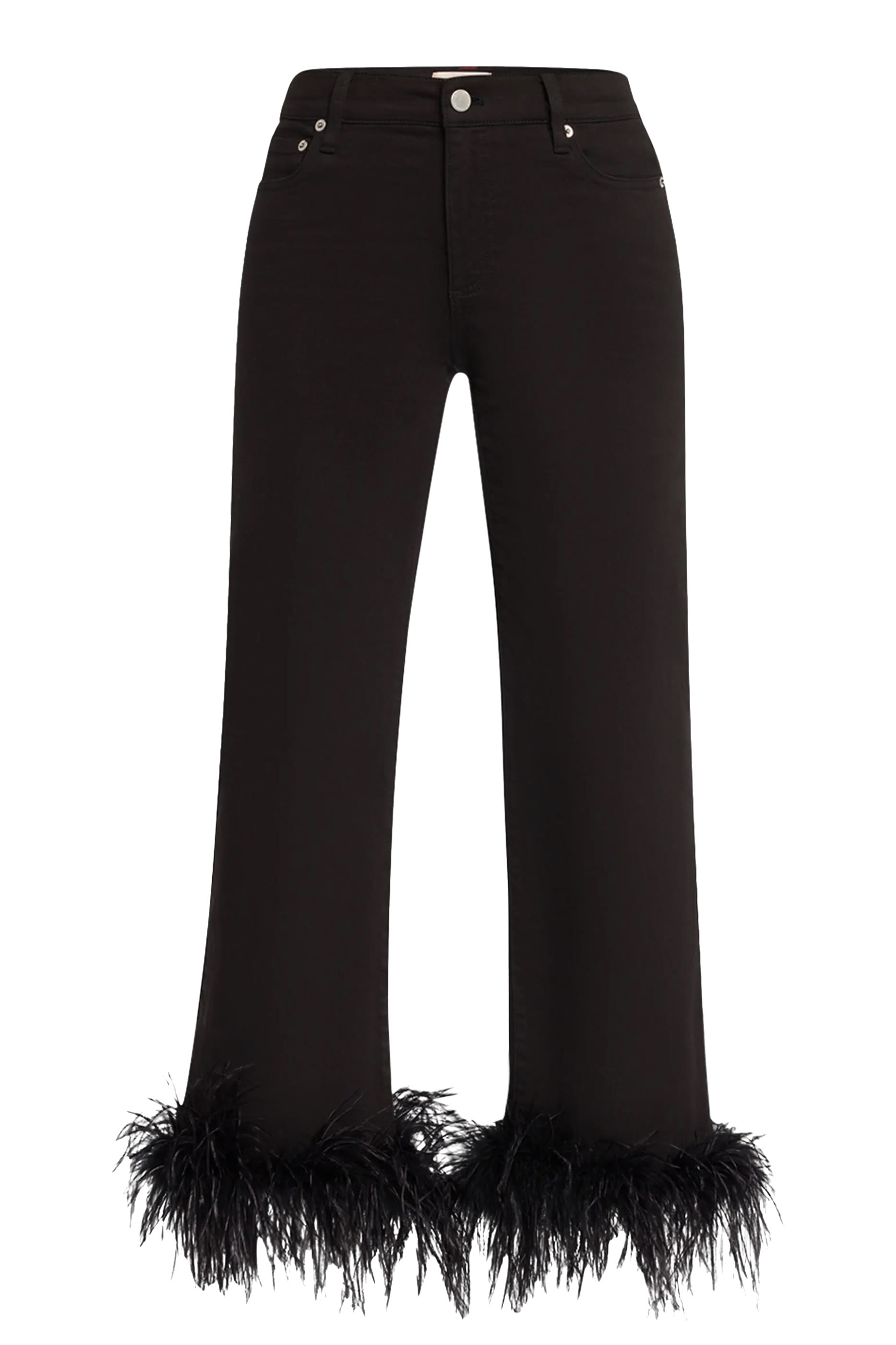 Feather-Cuff Roxie Flared Jeans
