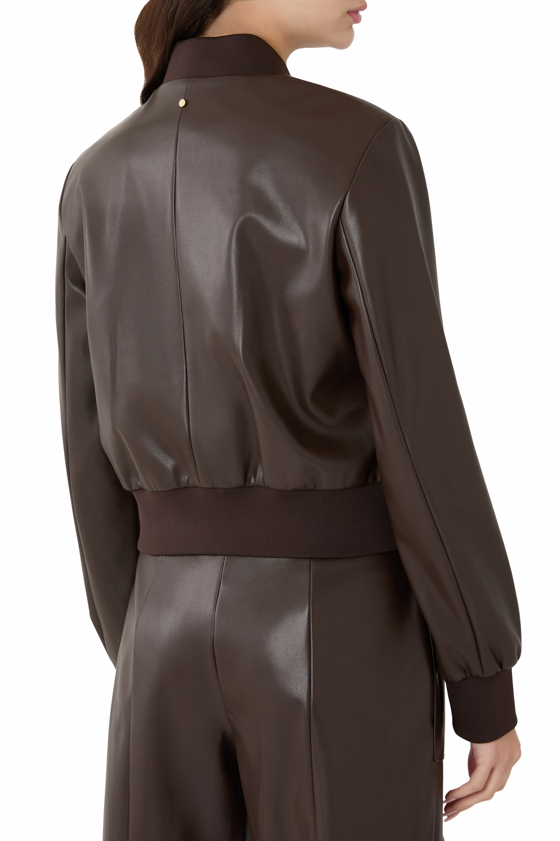 Zip-Up Ribbed Trim Blouson Jacket