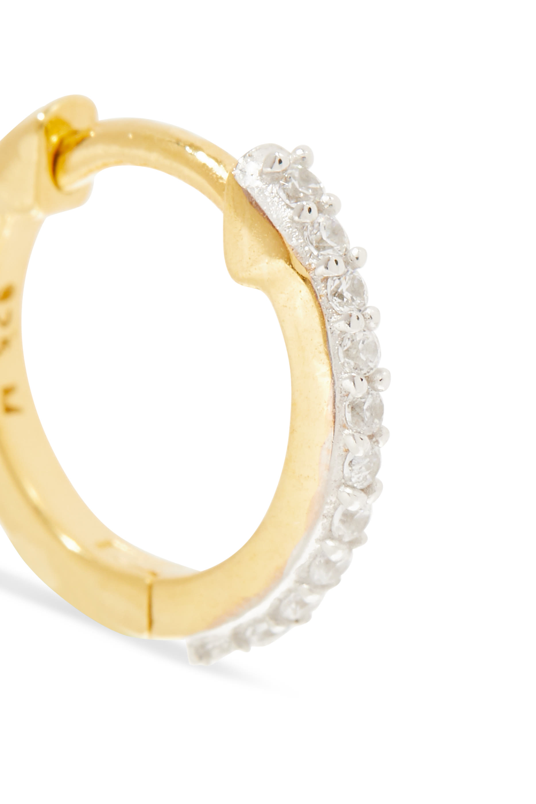 Pavé Huggie Hoop Earring, Gold-Plated Sterling Silver & Glass
