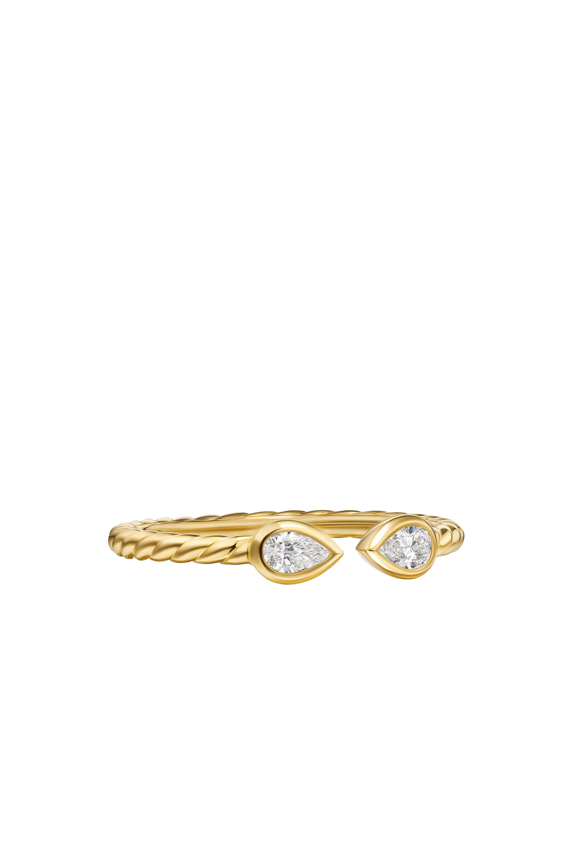 Petite Modern Renaissance&reg; Open Pear Ring, 18K Yellow Gold & Diamonds