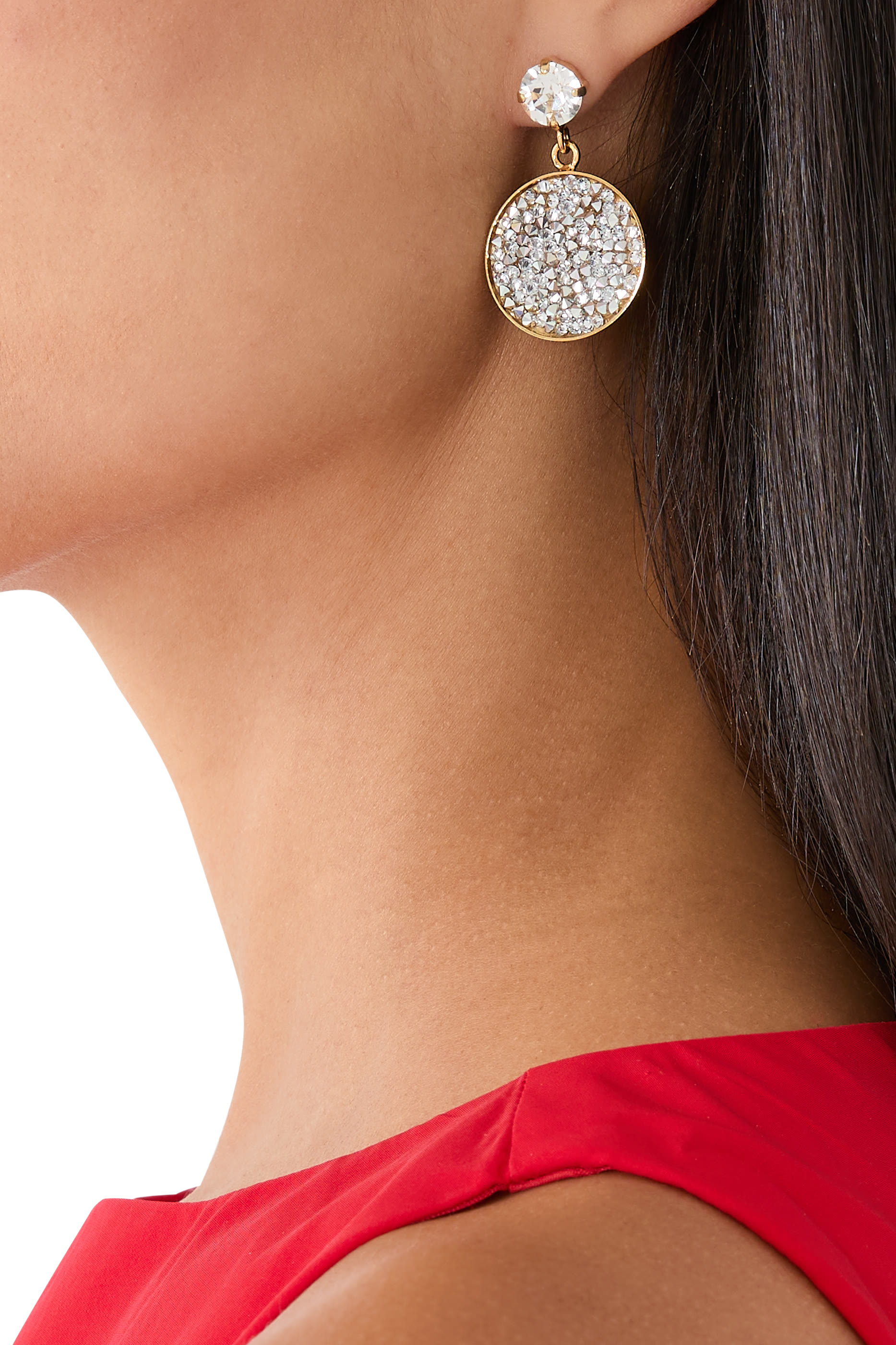 Chloe Rocks Earrings, 18k Gold-Plated Brass & Crystals