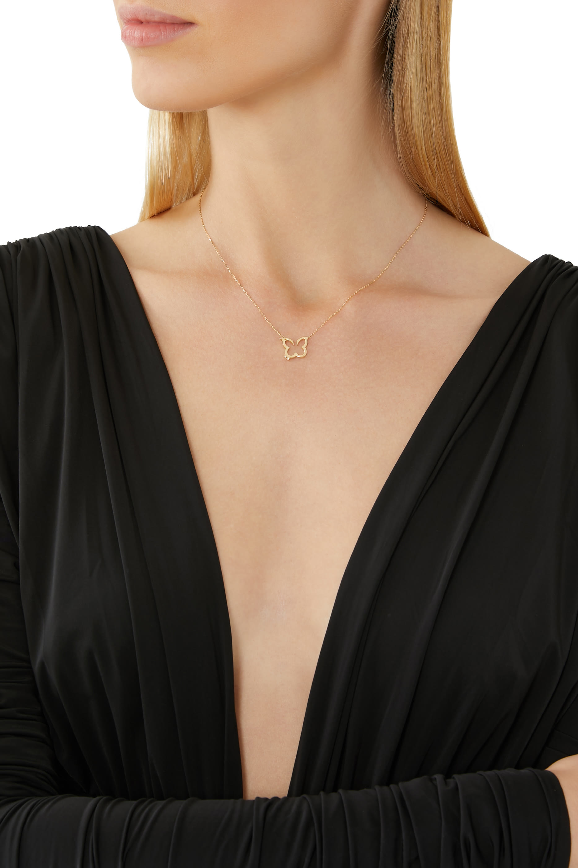 Hurriyah Small Necklace, 18k Yellow Gold & Diamonds