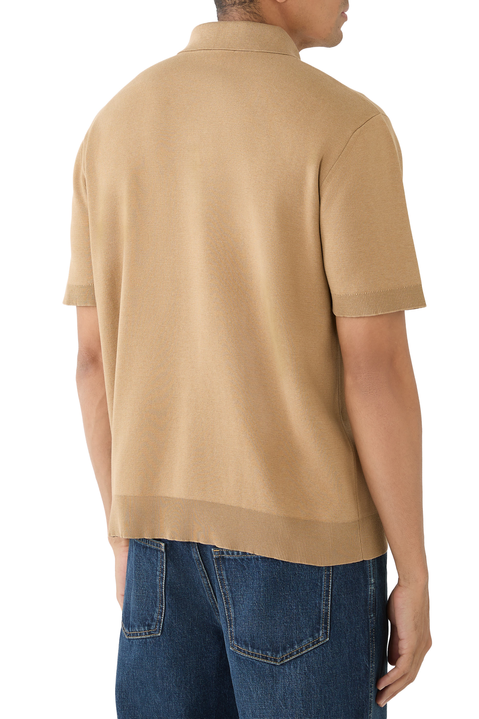 Silk Cotton Polo Shirt with Embroidery 