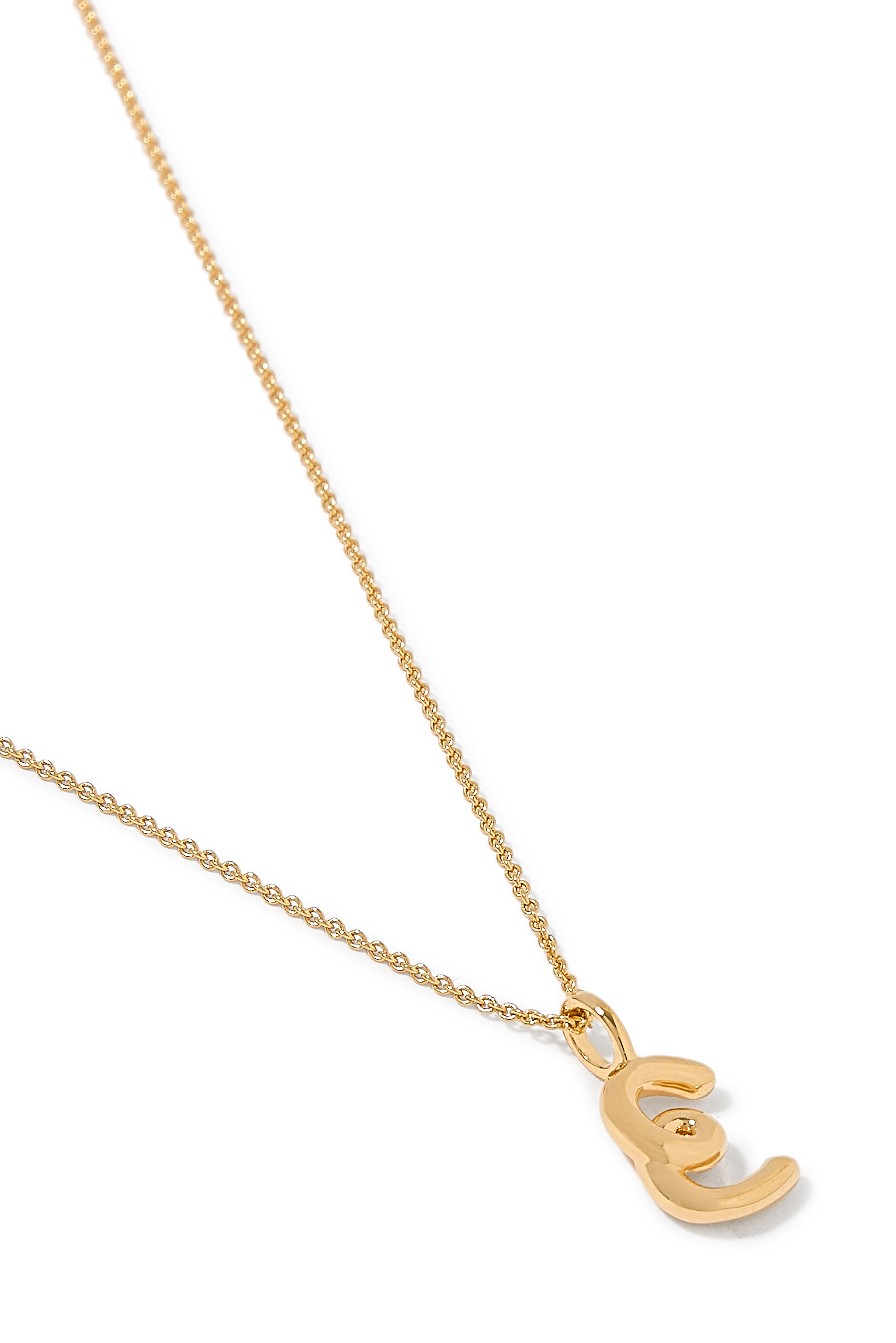 Curly Molten Mini Initial Necklace - E, 18k Recycled Gold Vermeil on Recycled Sterling Silver