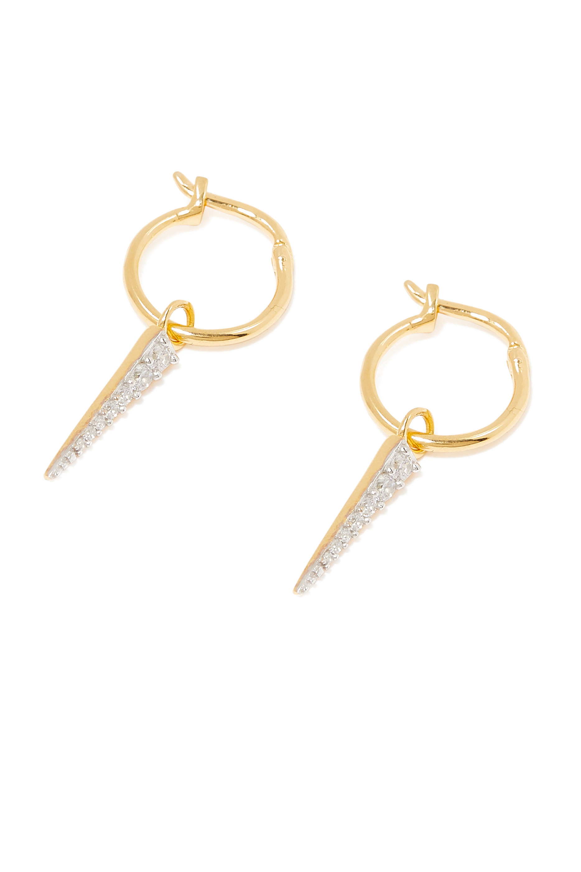 Mini Pave Spike Charm Hoops, 18K Gold Vermeil Sterling Silver & Cubic Zirconia