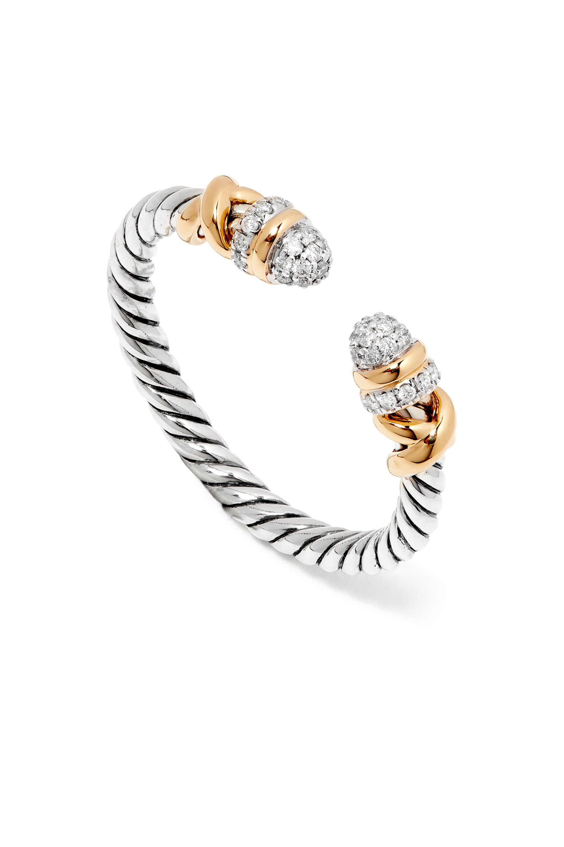 Petite Helena Open Ring, 18K Yellow Gold, Diamonds & Sterling Silver