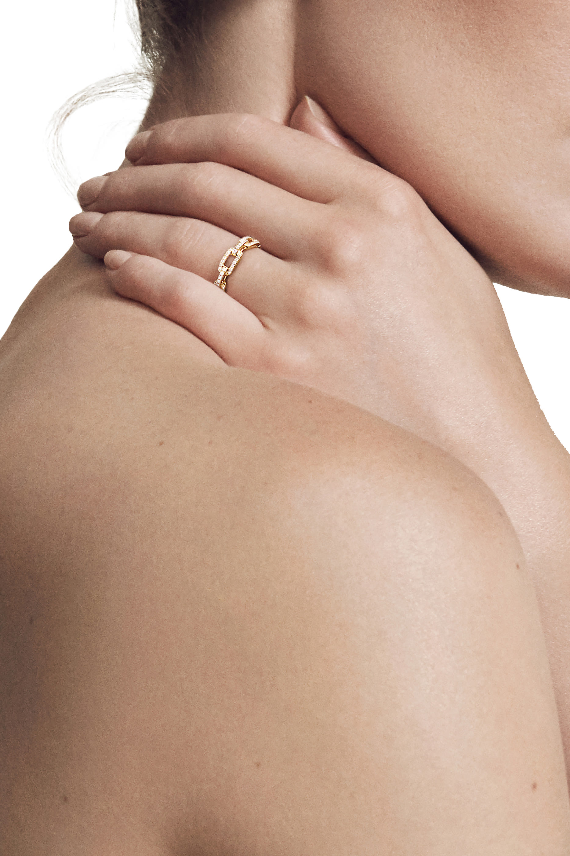 Stax Chain Link Ring, 18k Yellow Gold & Diamonds