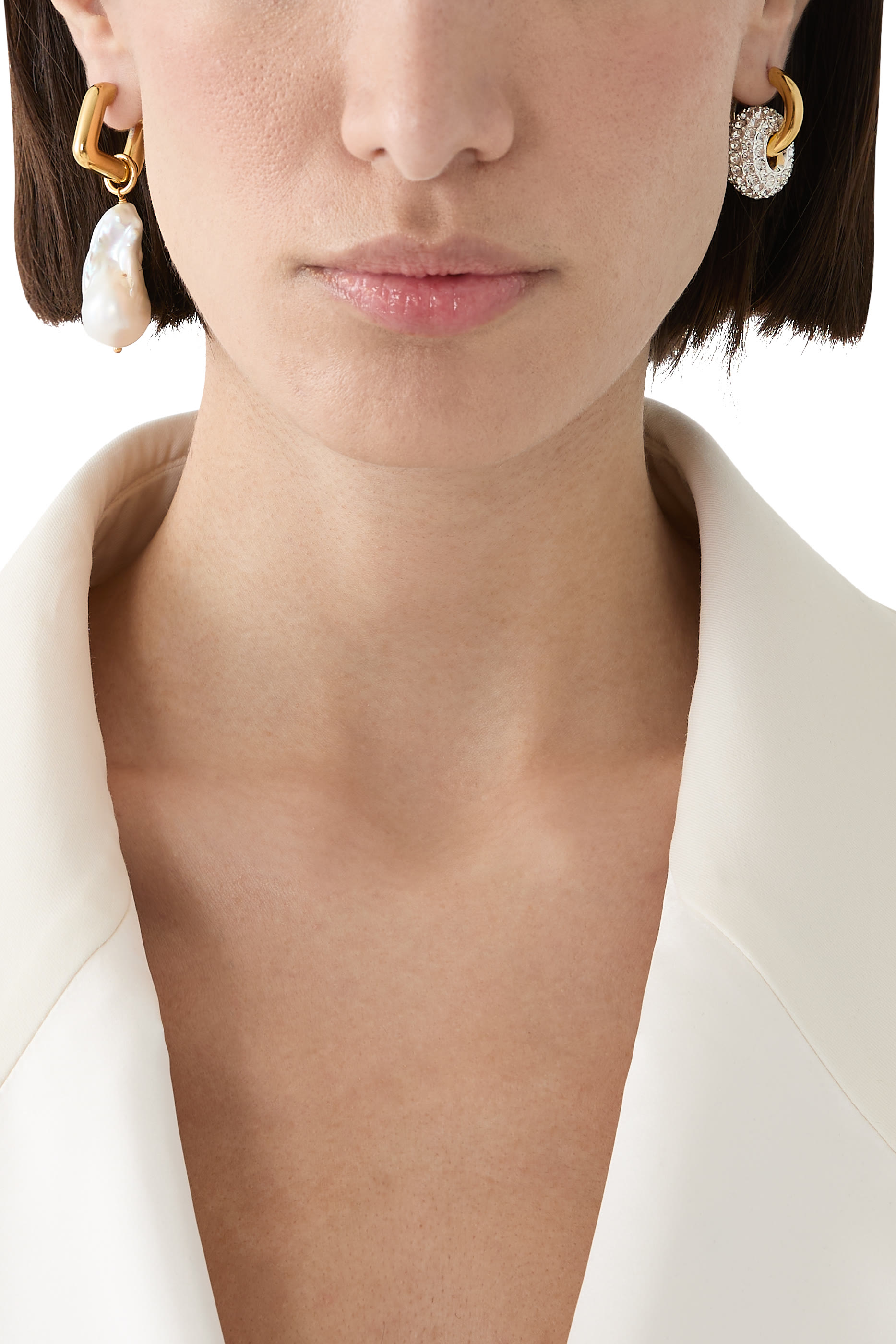 Pearl and Round Strass Earrings