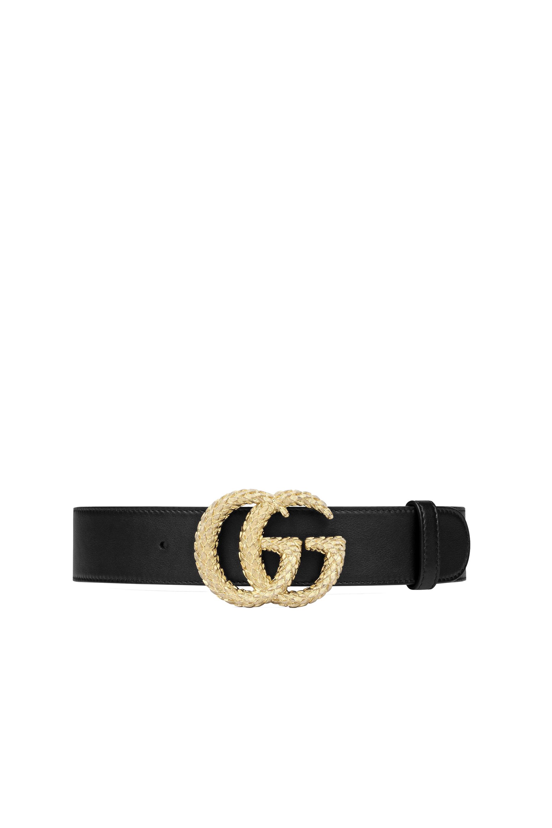 Textured Double G Leather Belt